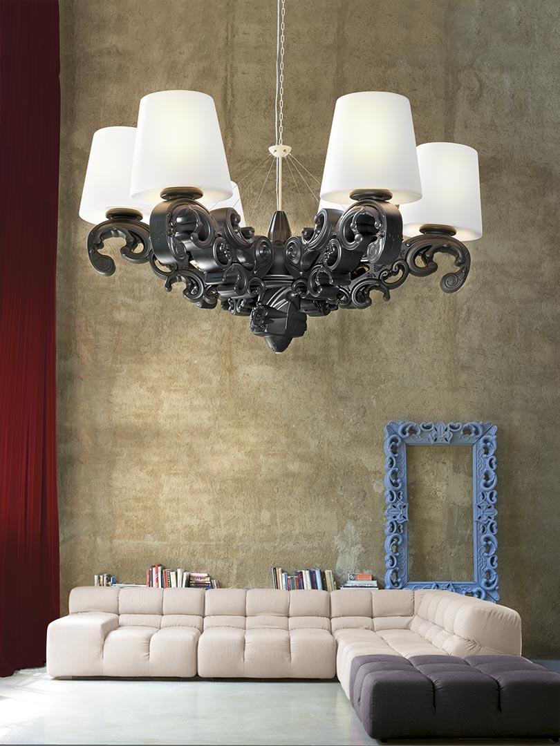 Lampe à suspension couronne d'amour en gris éléphant, design Slide Design de Moro, Pigatti en vente 2