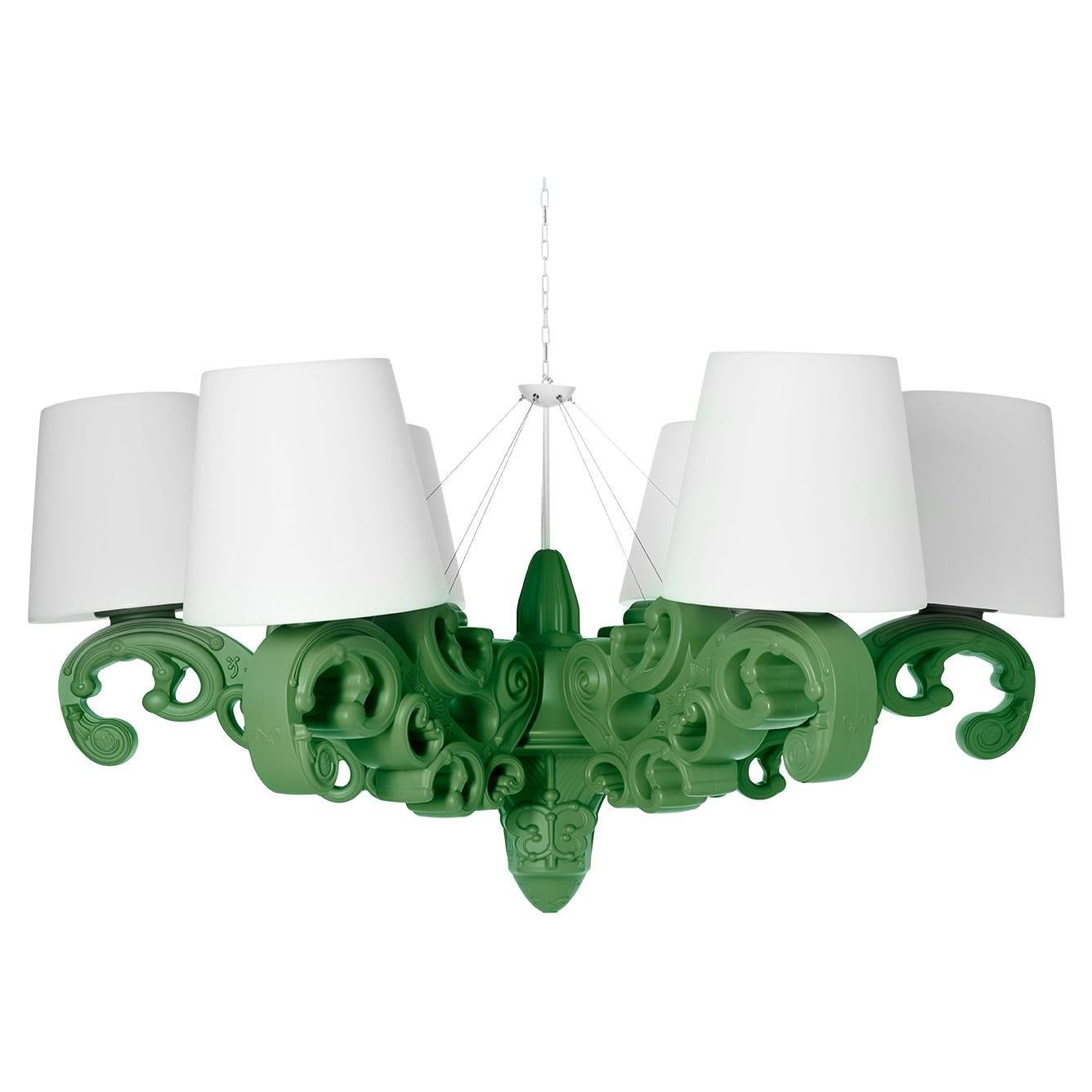 Lampe à suspension couronne d'amour en vert de Malva, motif coulissant, Pigatti