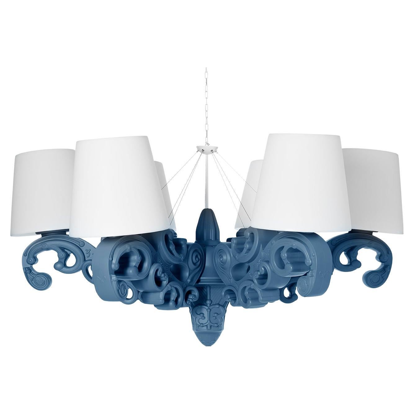 Lampe à suspension couronne d'amour en bleu poudré au design coulissant de Moro, Pigatti