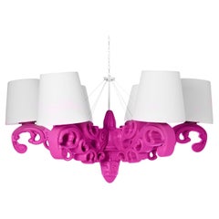 Lampe à suspension couronne d'amour en forme de glissière de couleur fuchsia par Moro, Pigatti