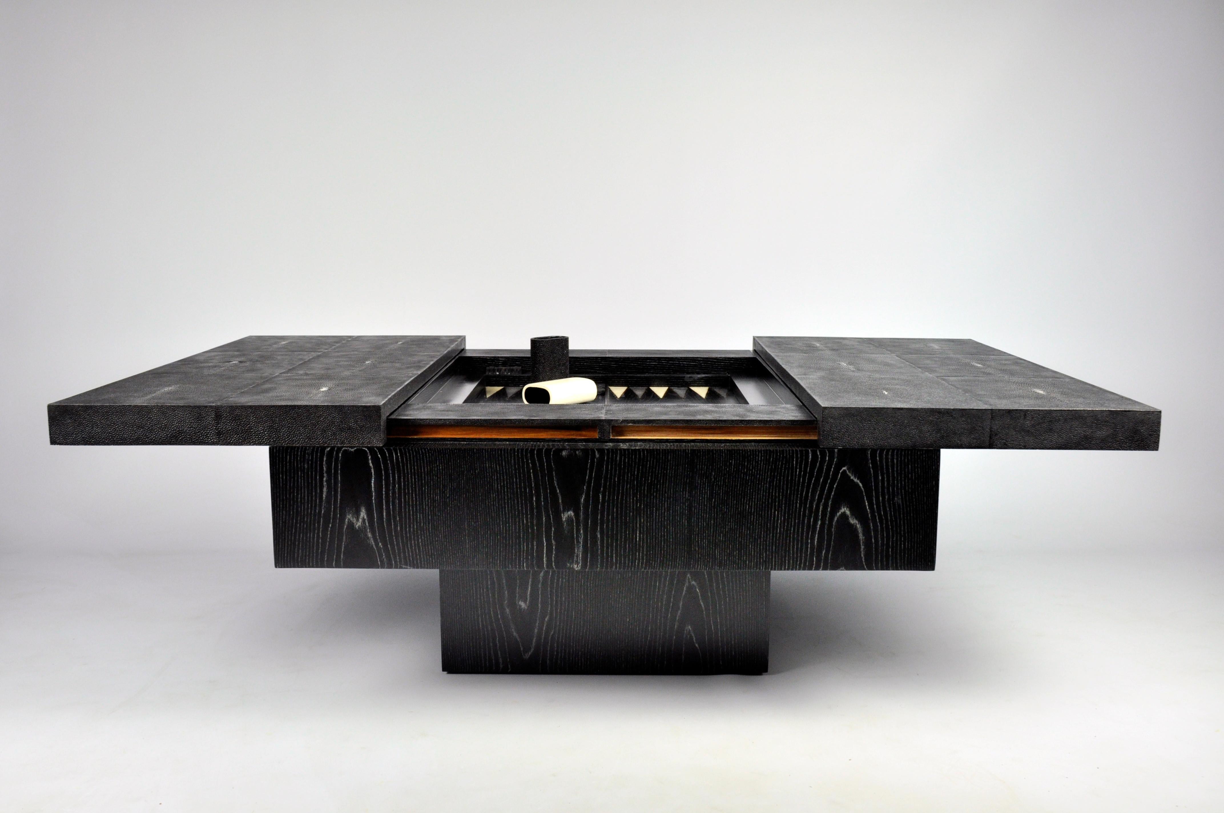 Art Deco Sliding Backgammon Coffee Table by Ginger Brown For Sale
