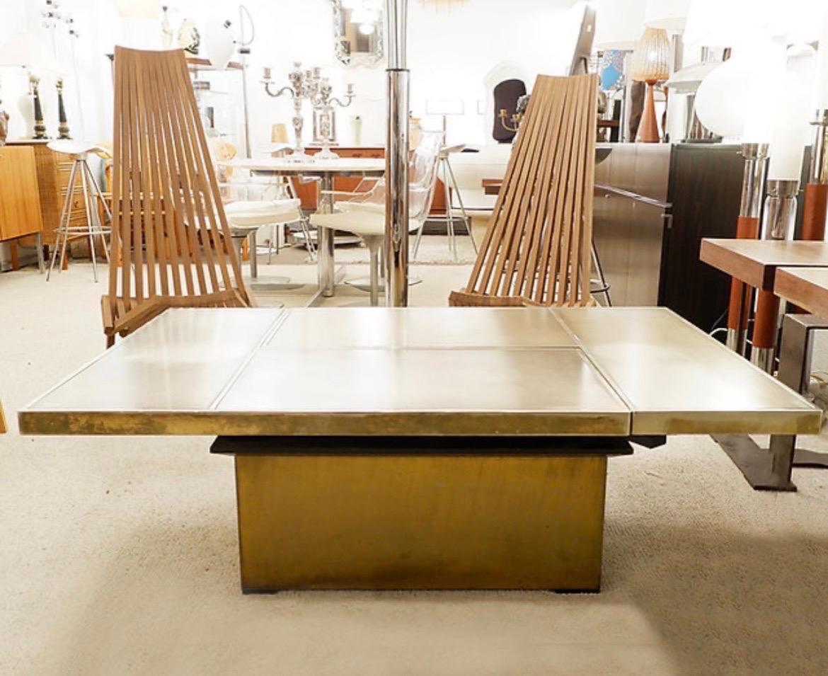 Sliding Coffee Table with Hidden Bar - belgo Chrom 1970s In Good Condition In Linkebeek, BE