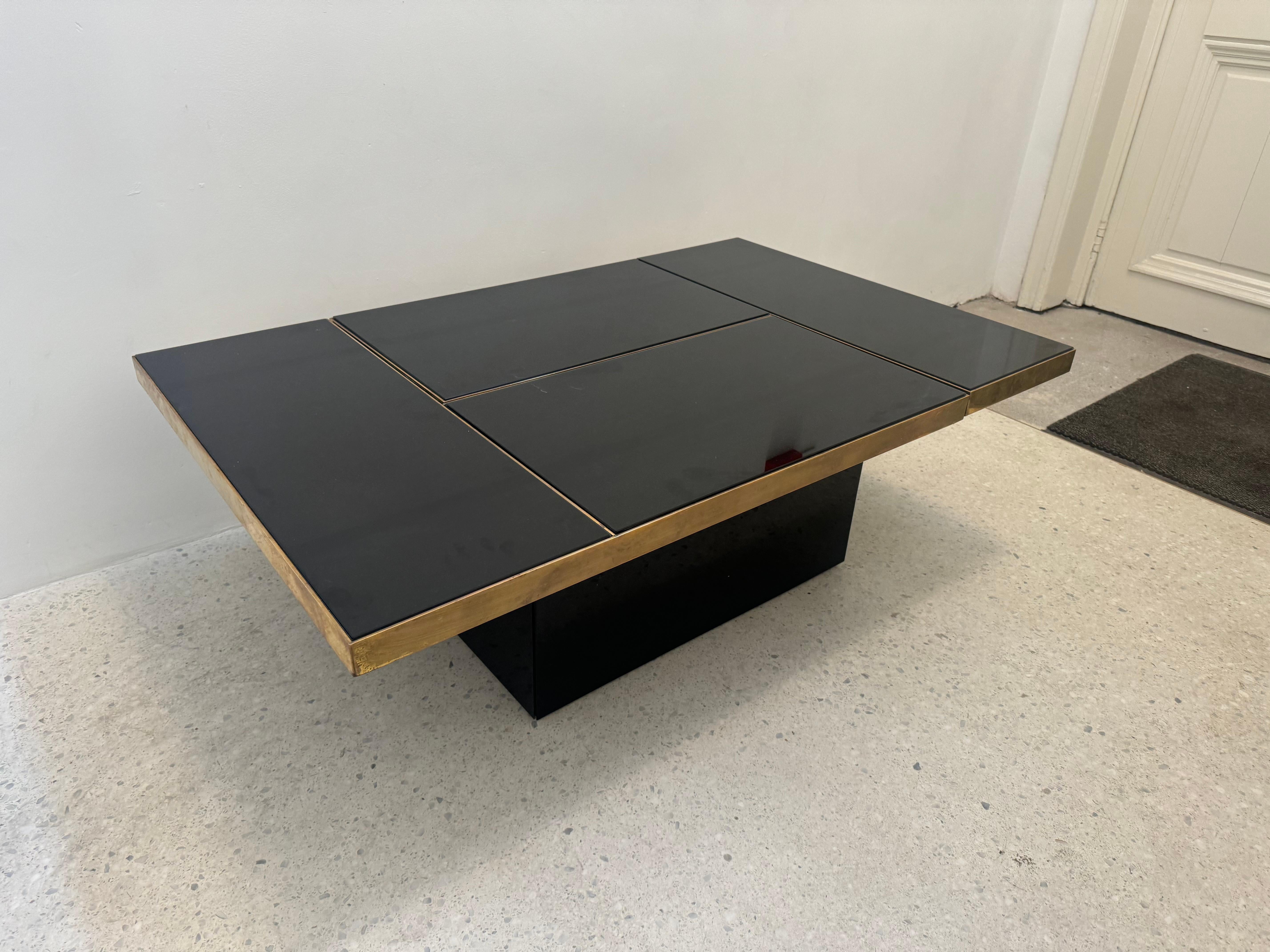 20ième siècle Table basse coulissante avec bar caché, Belgo Chrom en vente