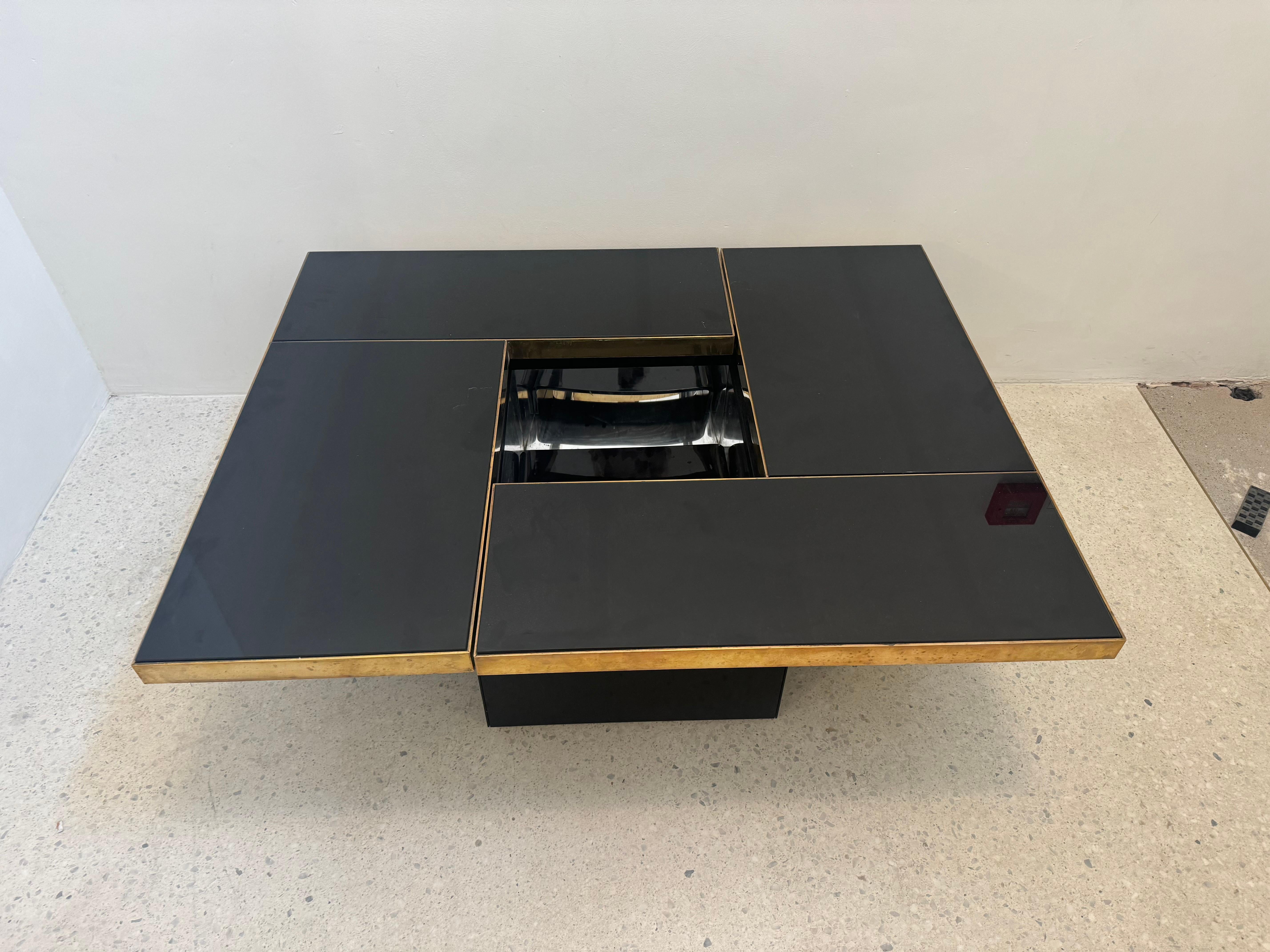 Laiton Table basse coulissante avec bar caché, Belgo Chrom en vente