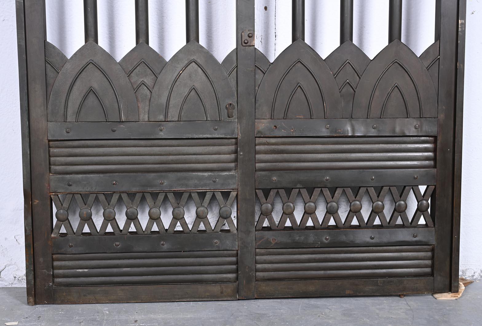 Brass Sliding Gate with Egyptian-Inspired Design For Sale