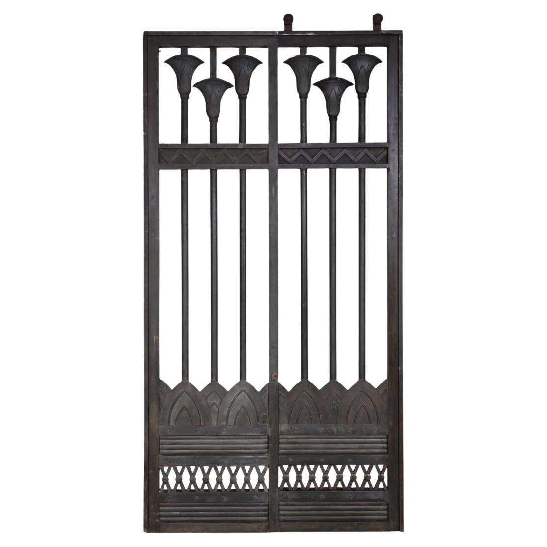 Sliding Gate with Egyptian-Inspired Design For Sale