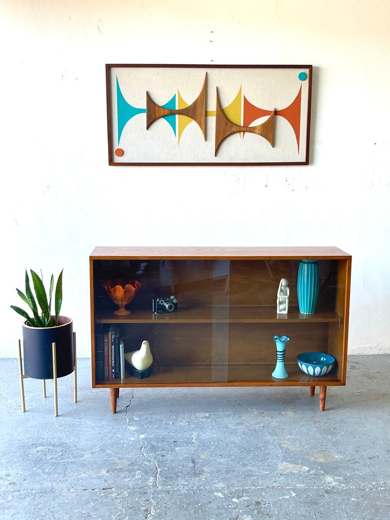 Sliding Glass Door MidCentury Modern China Display / Bookcase