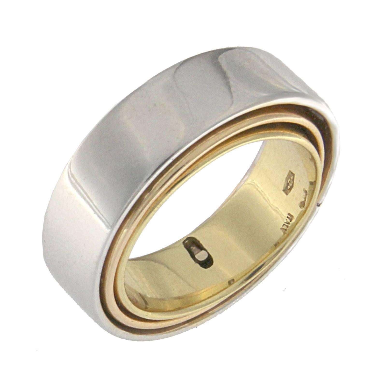 Sliding Ring in Three Colors Gold 18 Karat In New Condition In Milano, Lombardia
