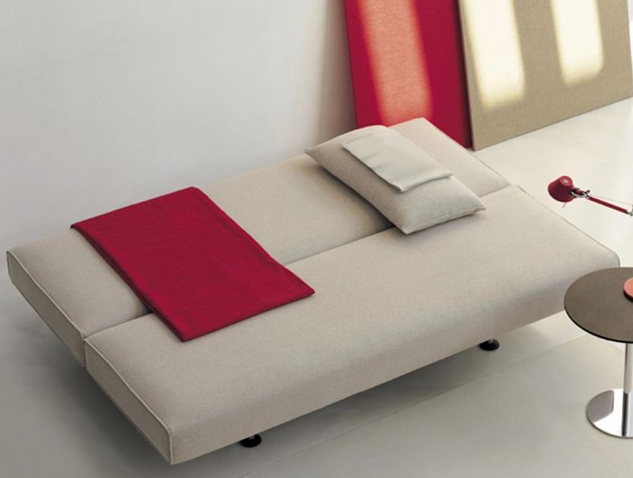 Sliding Sofa Bed
Designed by Pietro Arosio

Sliding is a sofa bed that seamlessly combines essential aesthetics with smart functionality, ready to welcome friends and family for a comfortable overnight stay. Thanks to its patented mechanism, the
