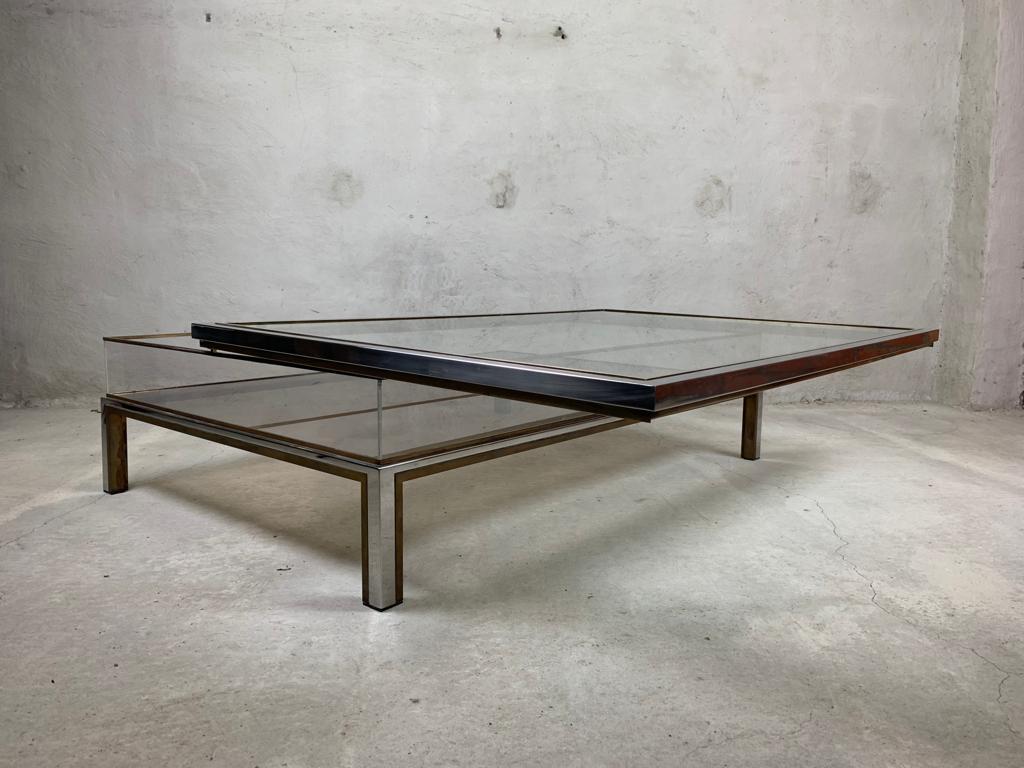 Sliding Top Coffee Table By Belgochrom, 1970s In Good Condition For Sale In Temse, BE