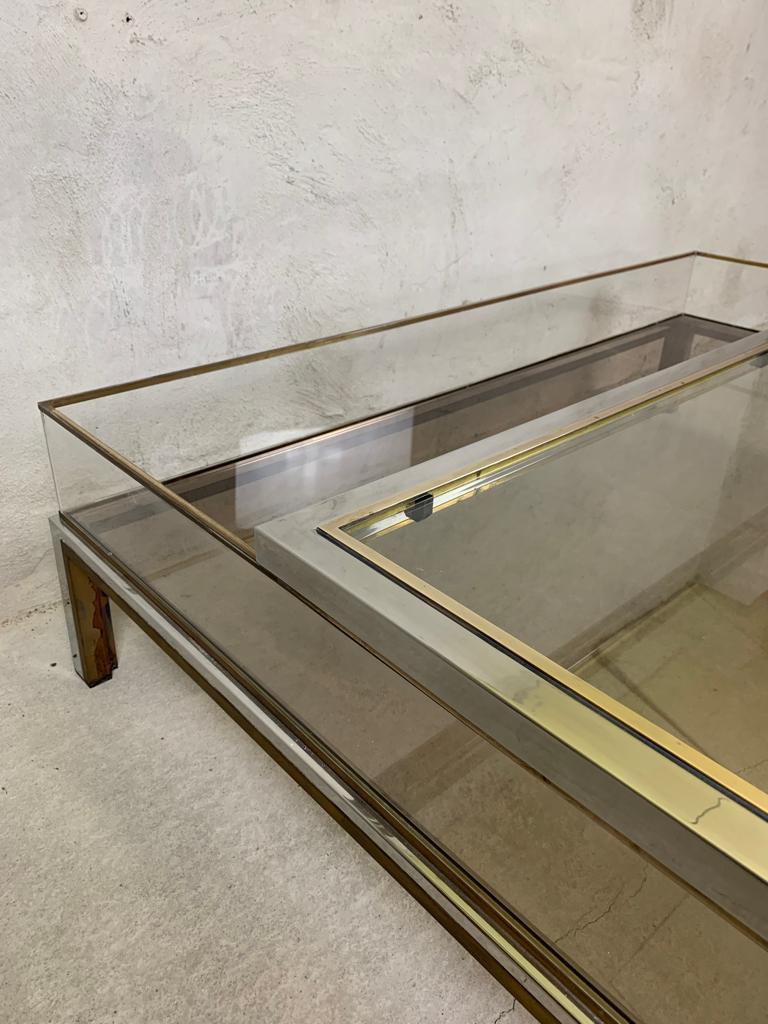 Brass Sliding Top Coffee Table By Belgochrom, 1970s For Sale