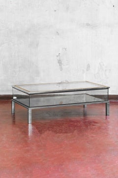 Sliding Top Table With Shelf And Brass Frame, In The Style Of Maison Jansen, 70s