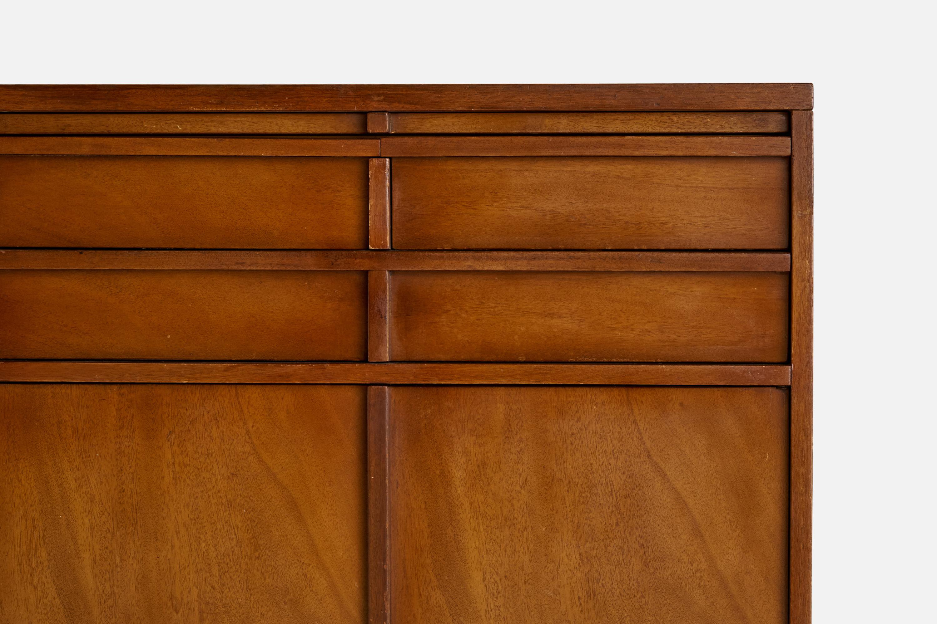A dark-stained maple cabinet produced by Sligh Furniture, USA, 1950s.