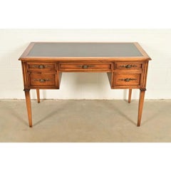 Sligh Furniture French Regency Louis XVI Carved Walnut Writing Desk, Circa 1960s