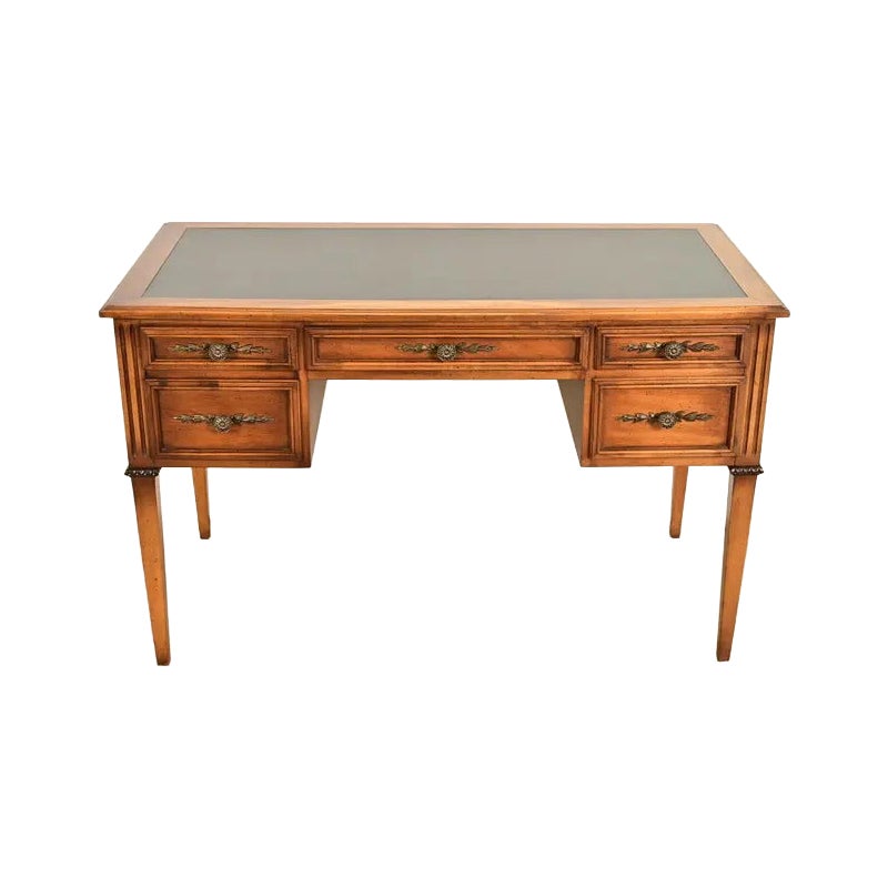 Sligh Furniture French Regency Louis XVI Carved Walnut Writing Desk, Circa 1960s