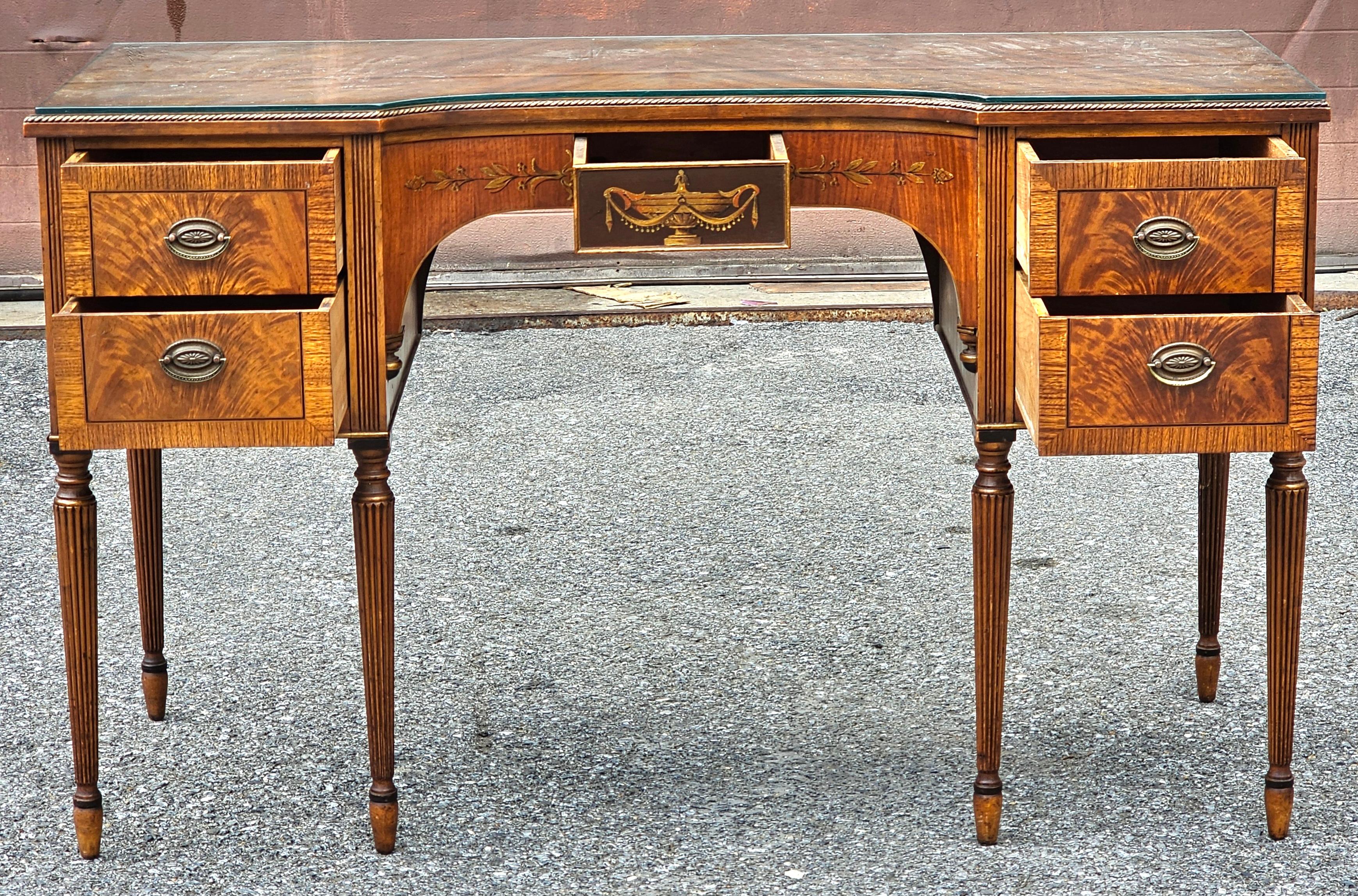 Table de toilette à bandeau croisé en acajou croche de Sligh Furniture avec dessus en verre en vente 2