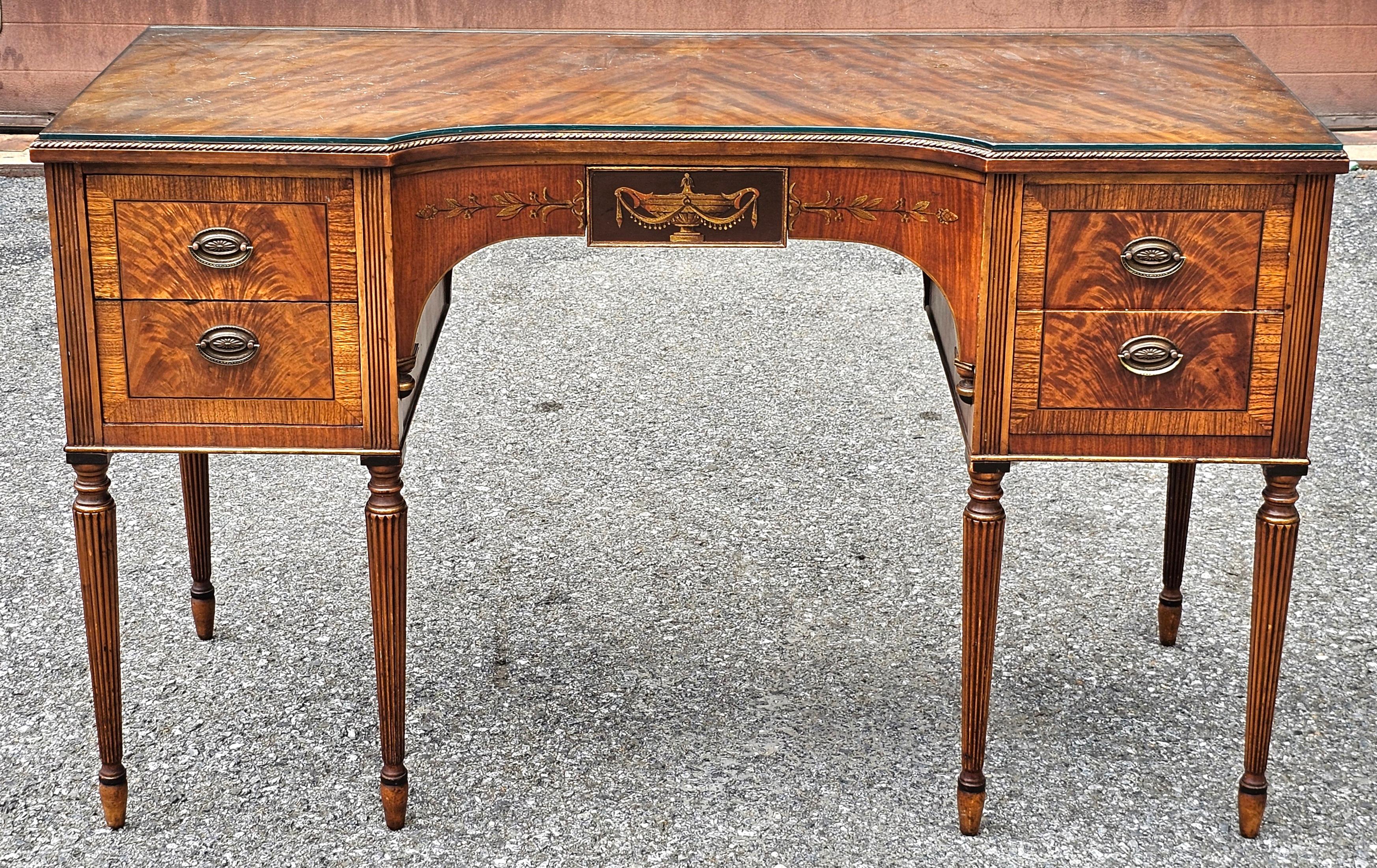 Table de toilette à bandeau croisé en acajou croche de Sligh Furniture avec dessus en verre en vente 5