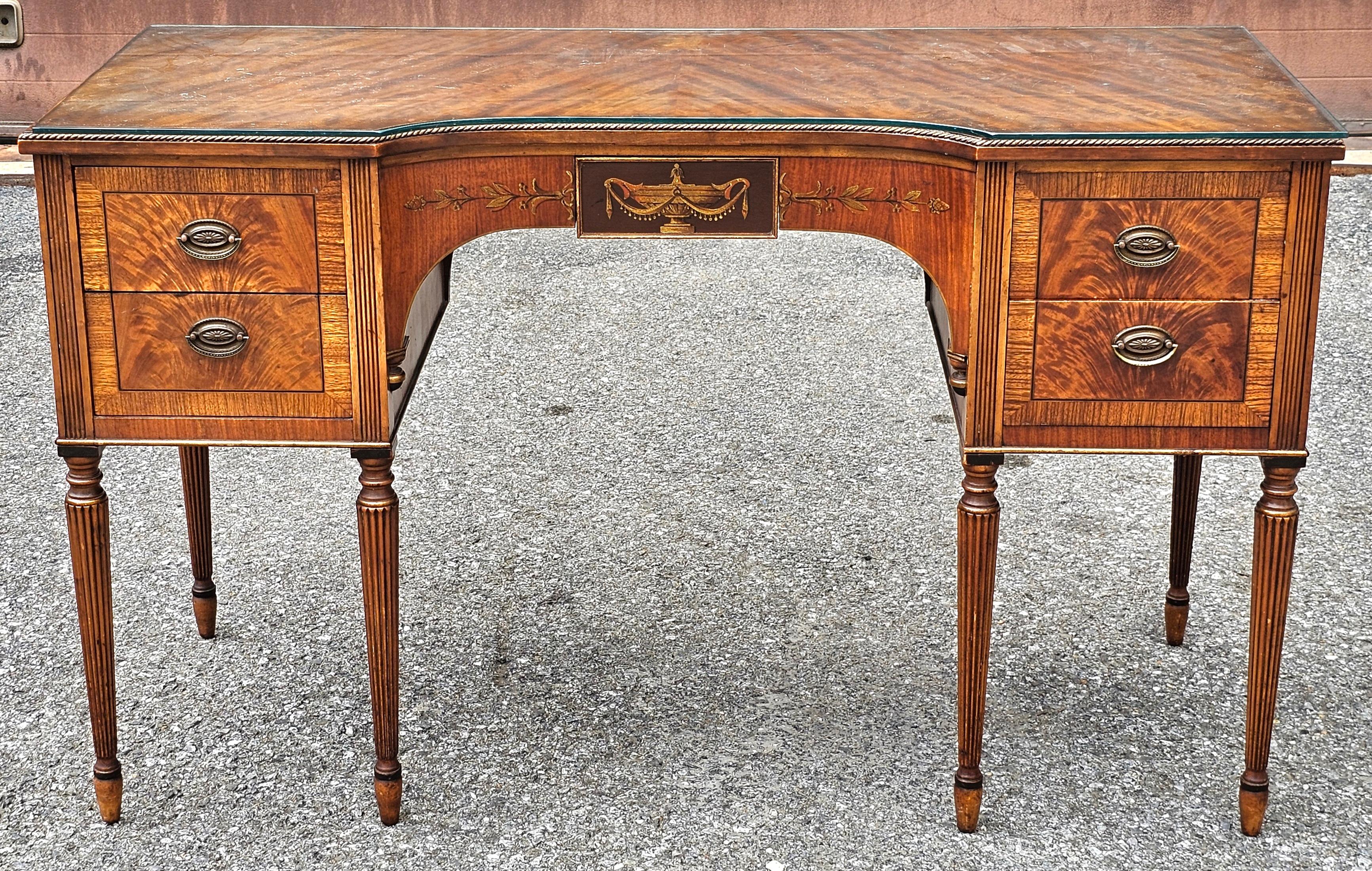 Table de toilette à bandeau croisé en acajou croche de Sligh Furniture avec dessus en verre en vente 6