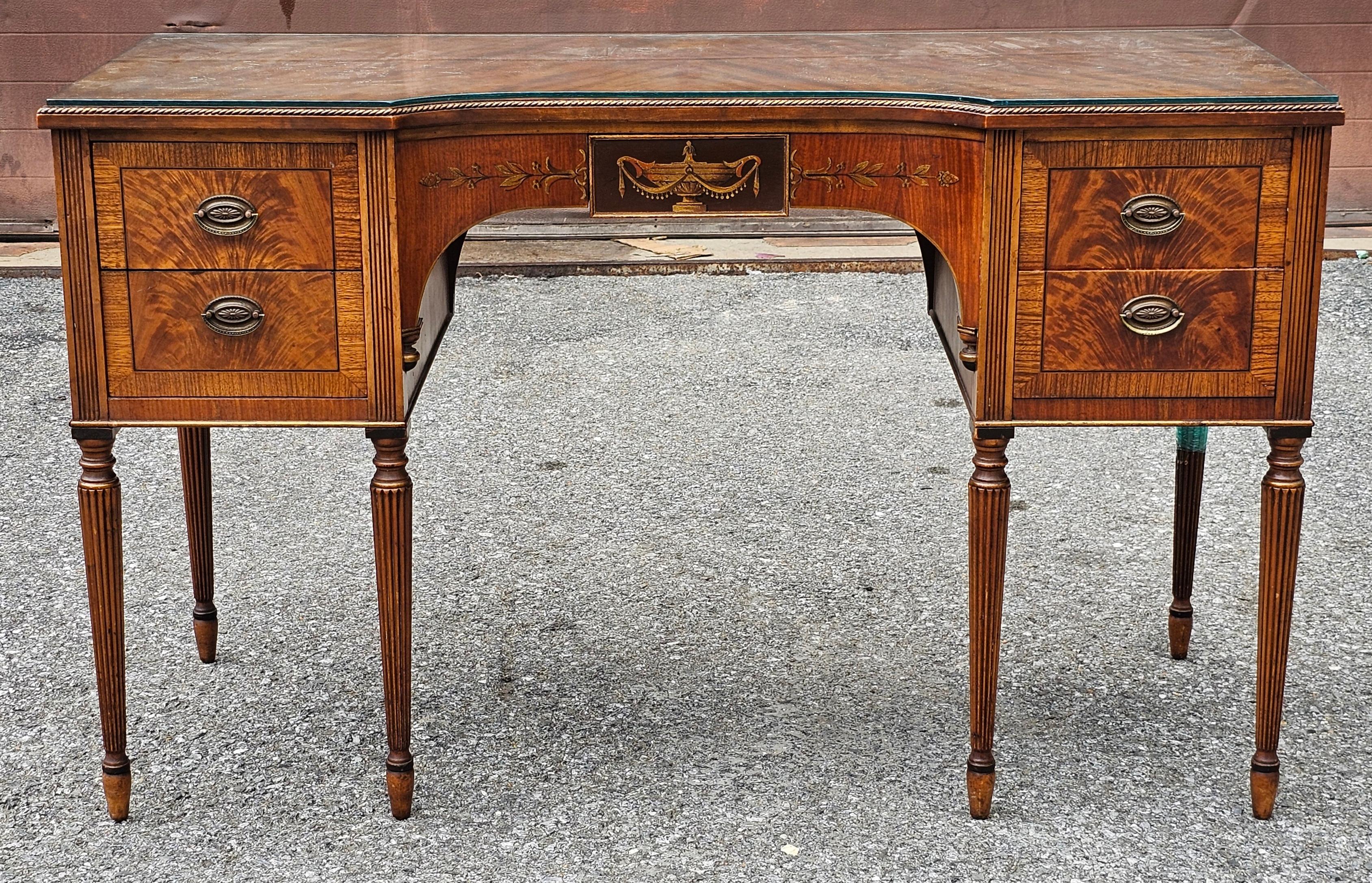 Table de toilette à bandeau croisé en acajou croche de Sligh Furniture avec dessus en verre en vente 7