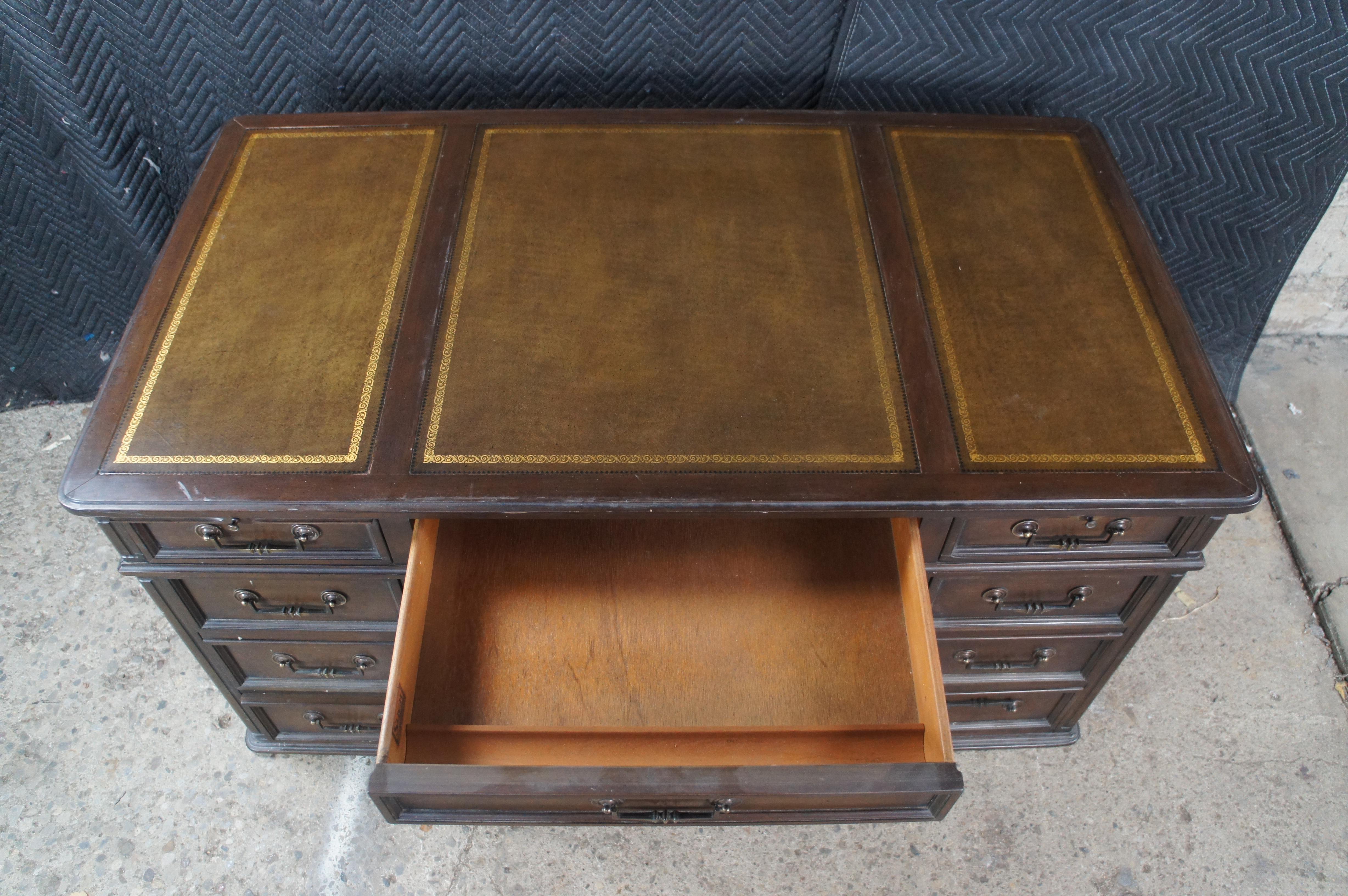 Sligh Furniture Mid Century Tooled Leather Escritorio Biblioteca de Oficina 54 en venta 2