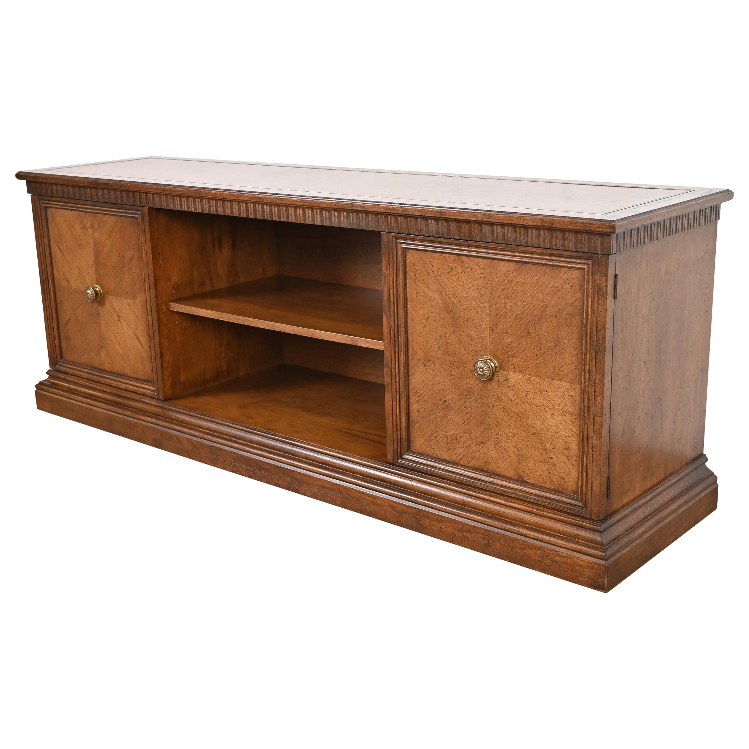 Sligh Furniture Regency Walnut Executive Sideboard Credenza, Circa 1960s