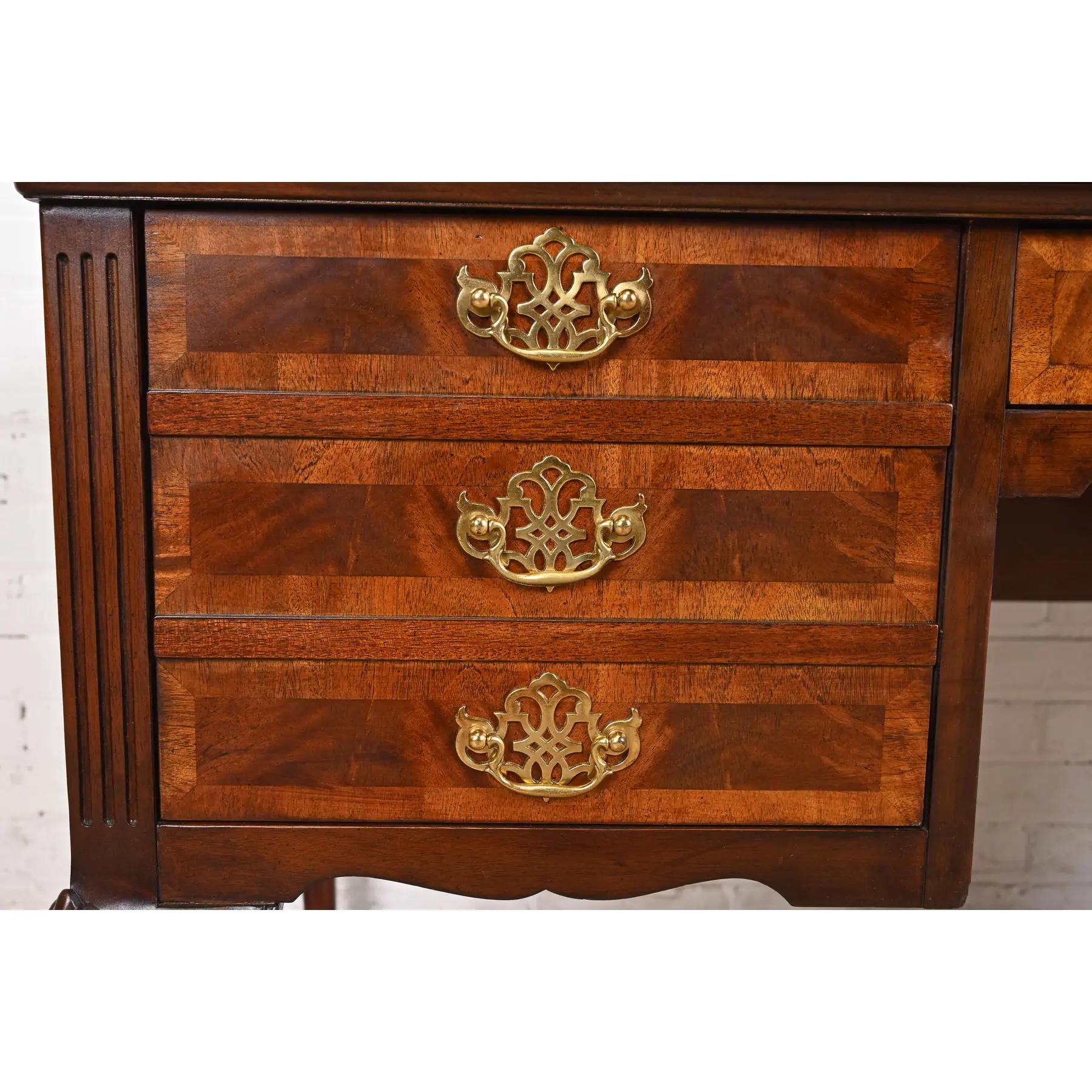 Sligh Georgian Flame Mahogany Leather Top Executive Writing Desk 1