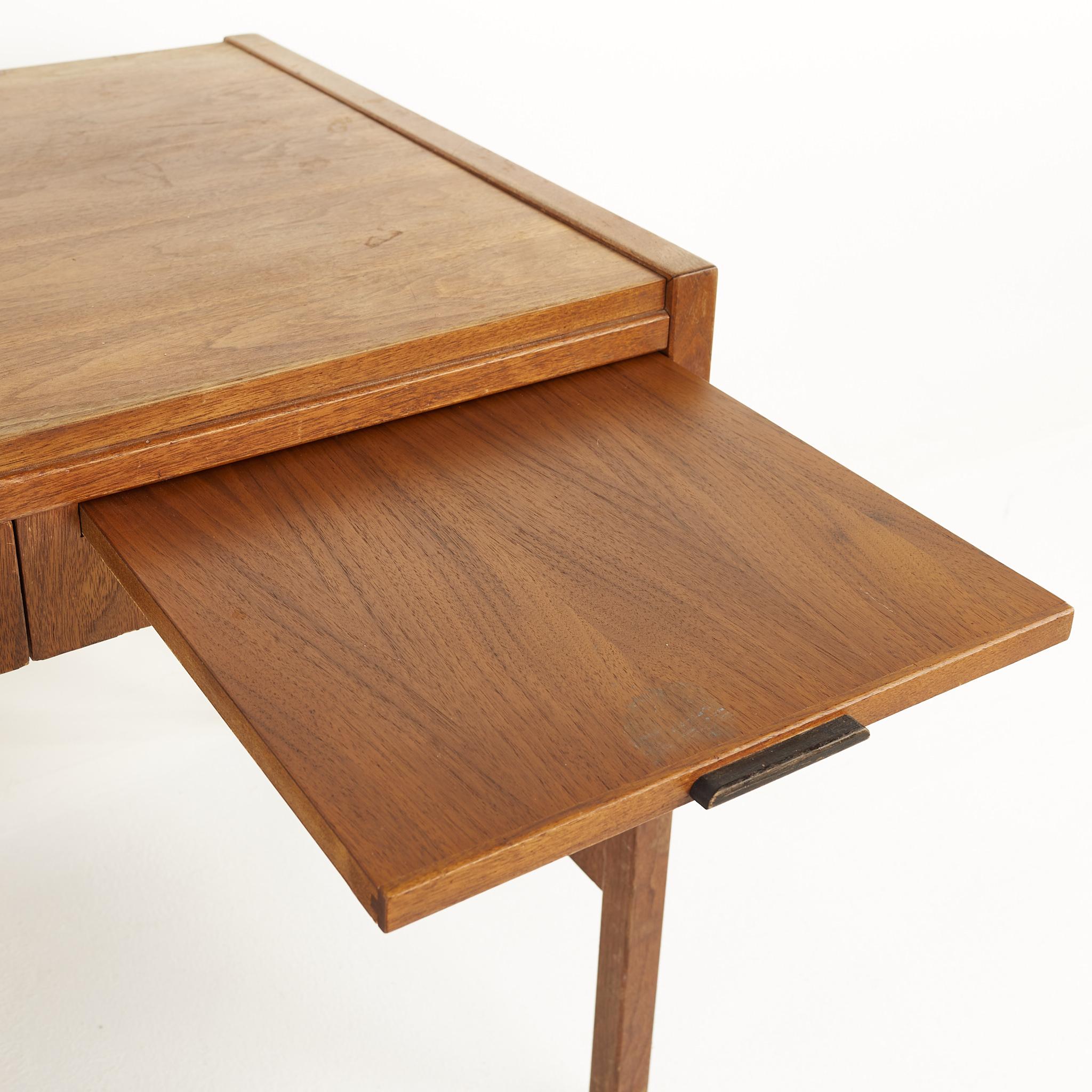 Late 20th Century Sligh Lowry Mid Century Walnut and Cane Back Desk