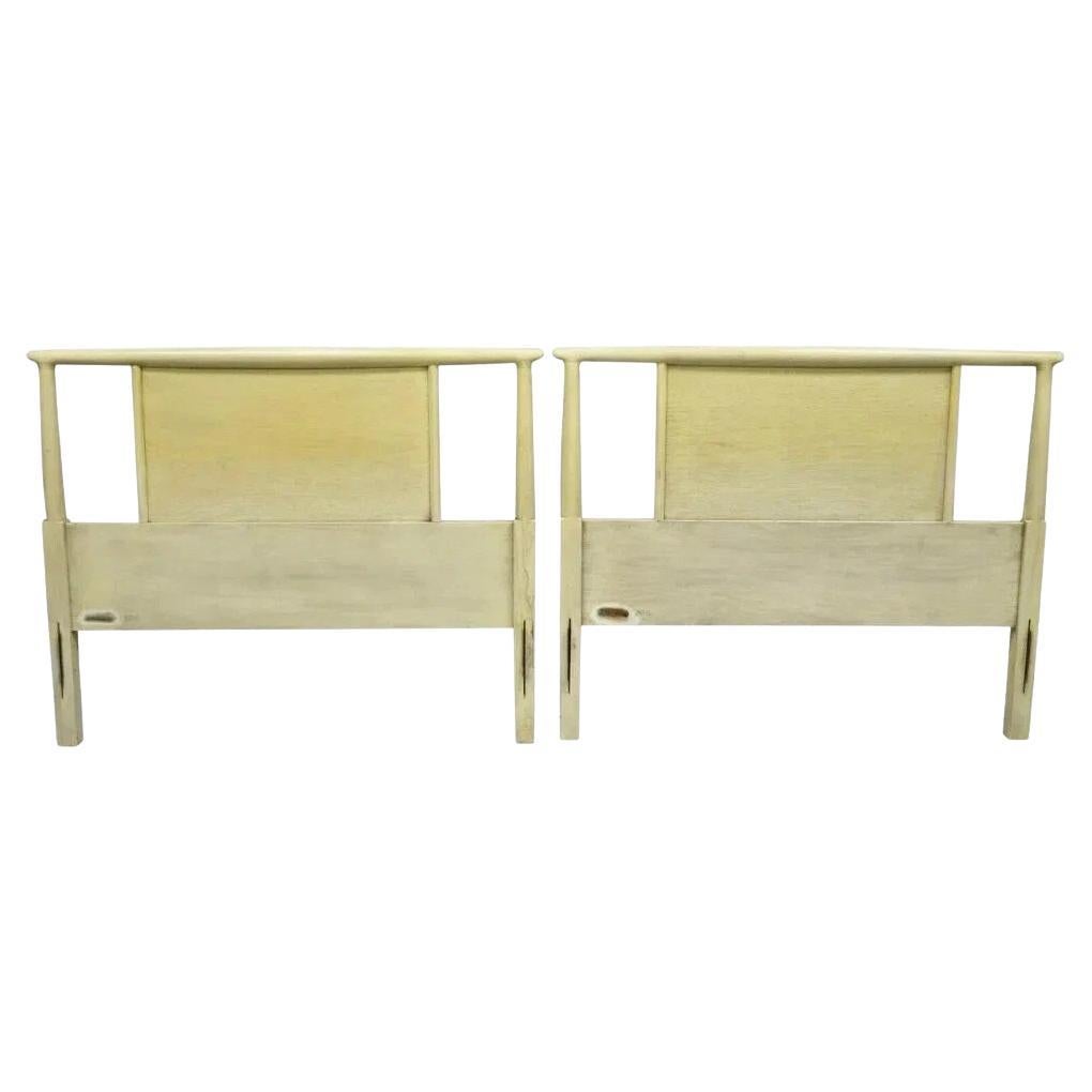 Sligh Mid Century Modern Mahogany Modernist Single Twin Bed Headboards - a Pair