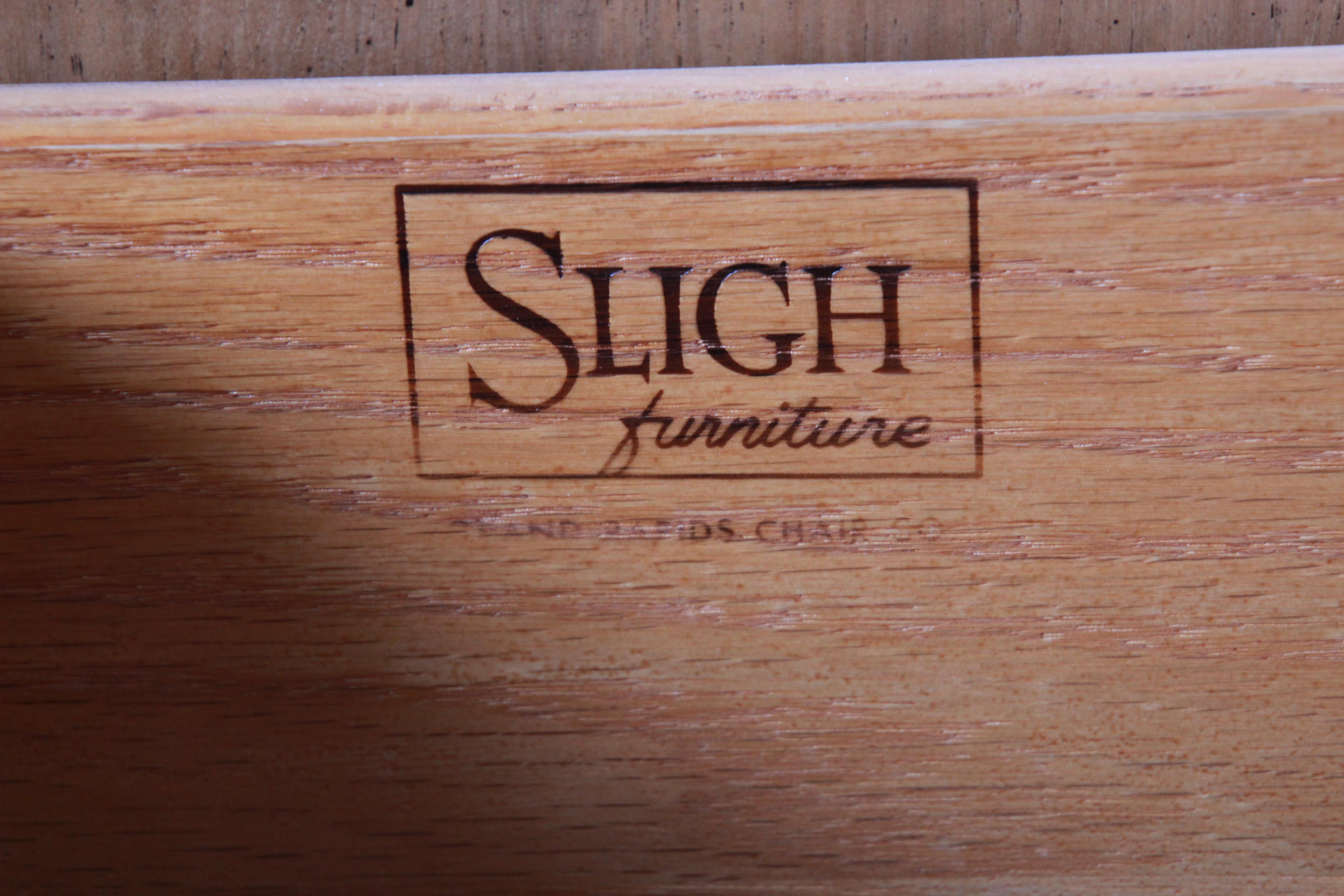 Sligh Mid-Century Modern Walnut Sideboard Credenza with Bookcase Hutch, 1950s 6