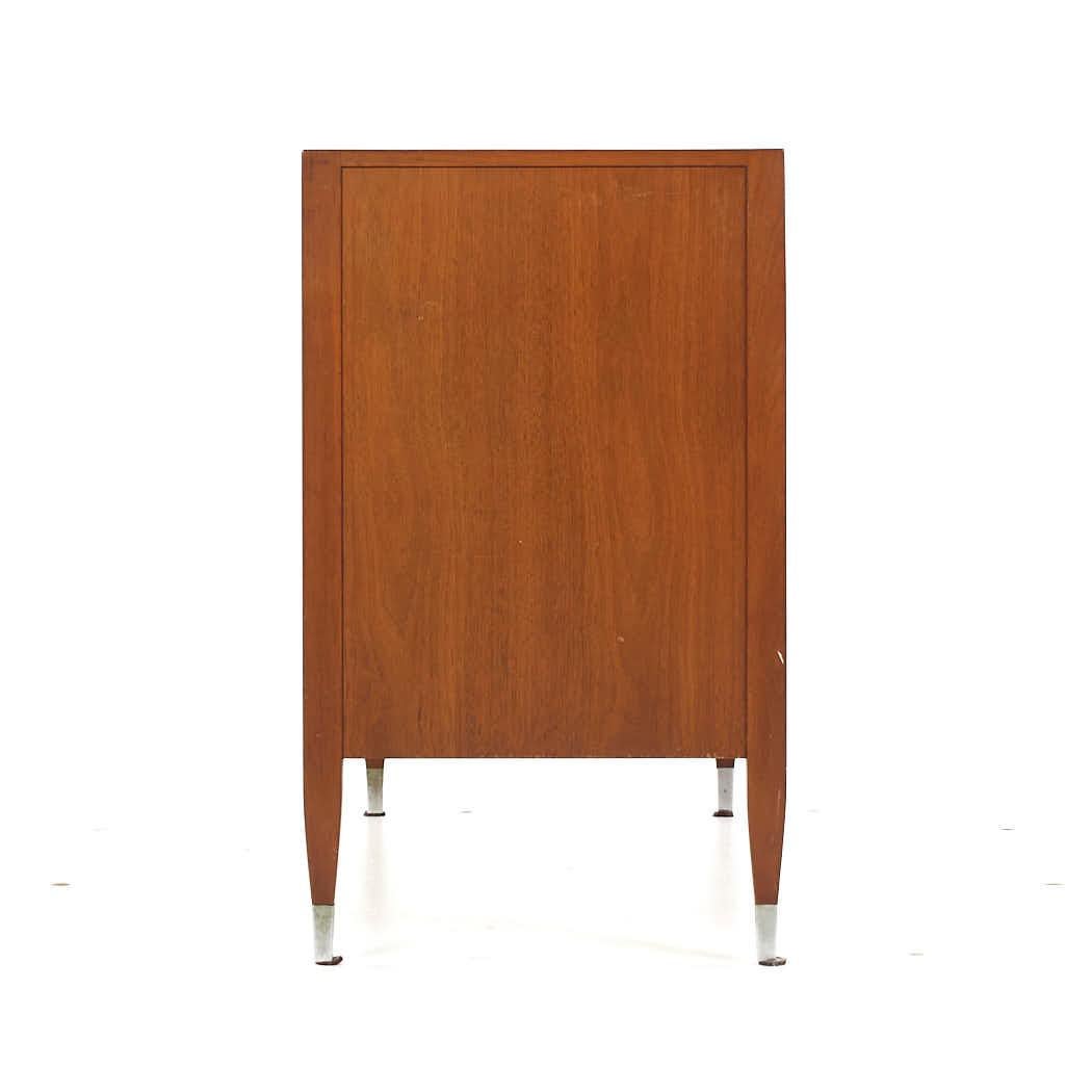 Late 20th Century Sligh Mid Century Walnut and Brass Buffet For Sale