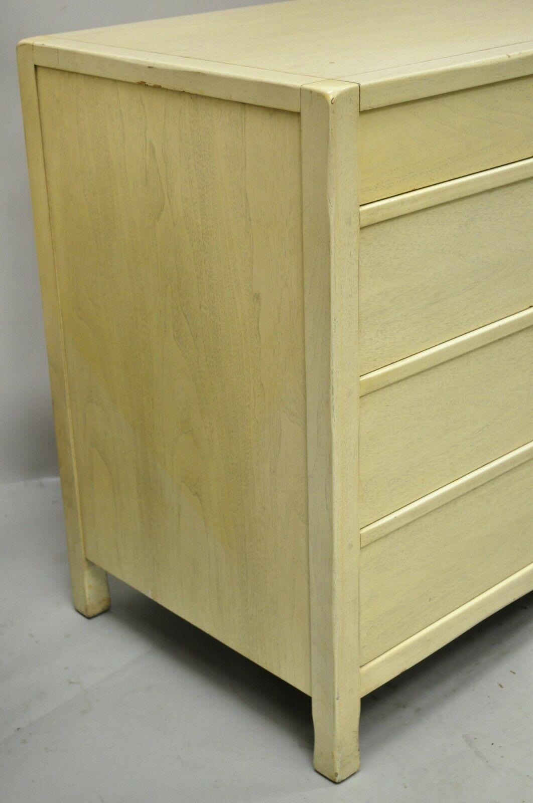 Sligh Vintage Mid Century 4 Drawer Painted Cerused Bachelor Chest Dresser - Pair 3