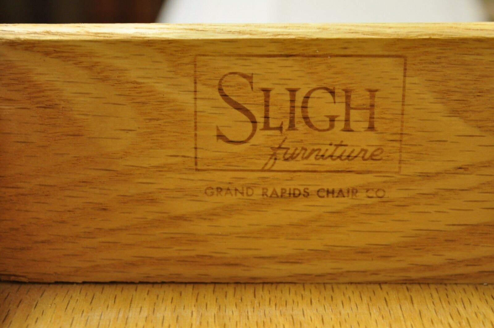 American Sligh Vintage Mid Century Modern 4 Drawer Painted Cerused Bachelor Chest Dresser For Sale
