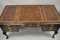 Sligh Vintage Queen Anne Style Leather Top Mahogany Executive Writing Desk