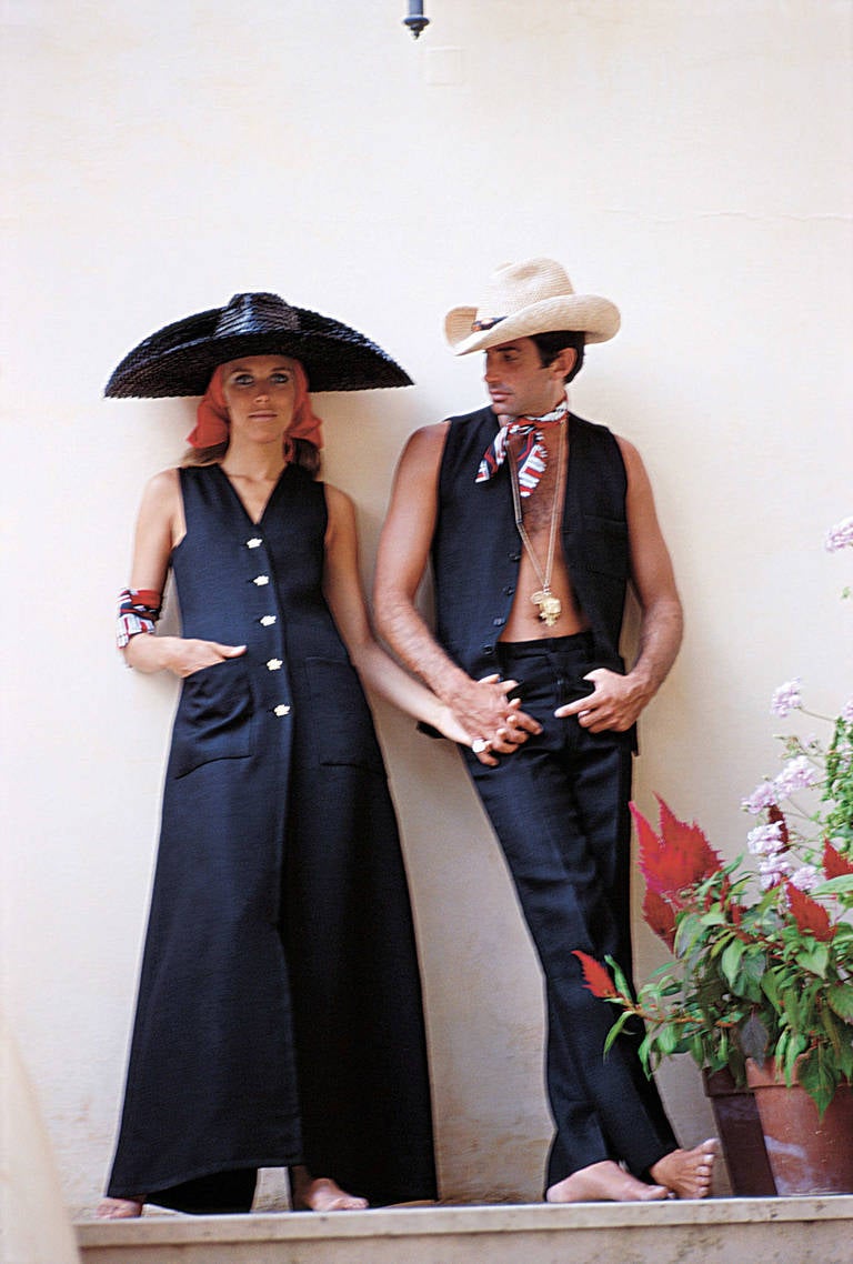 Slim Aarons Color Photograph - Actor George Hamilton and model Alana Collins in Capri, Grand Hotel Quisisana.