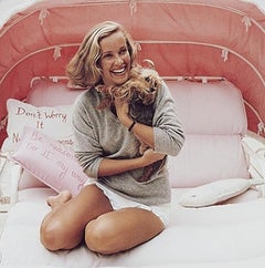 Alice Topping - Socialite Pink Awning Yorkshire Terrier Portrait Swimming Pool