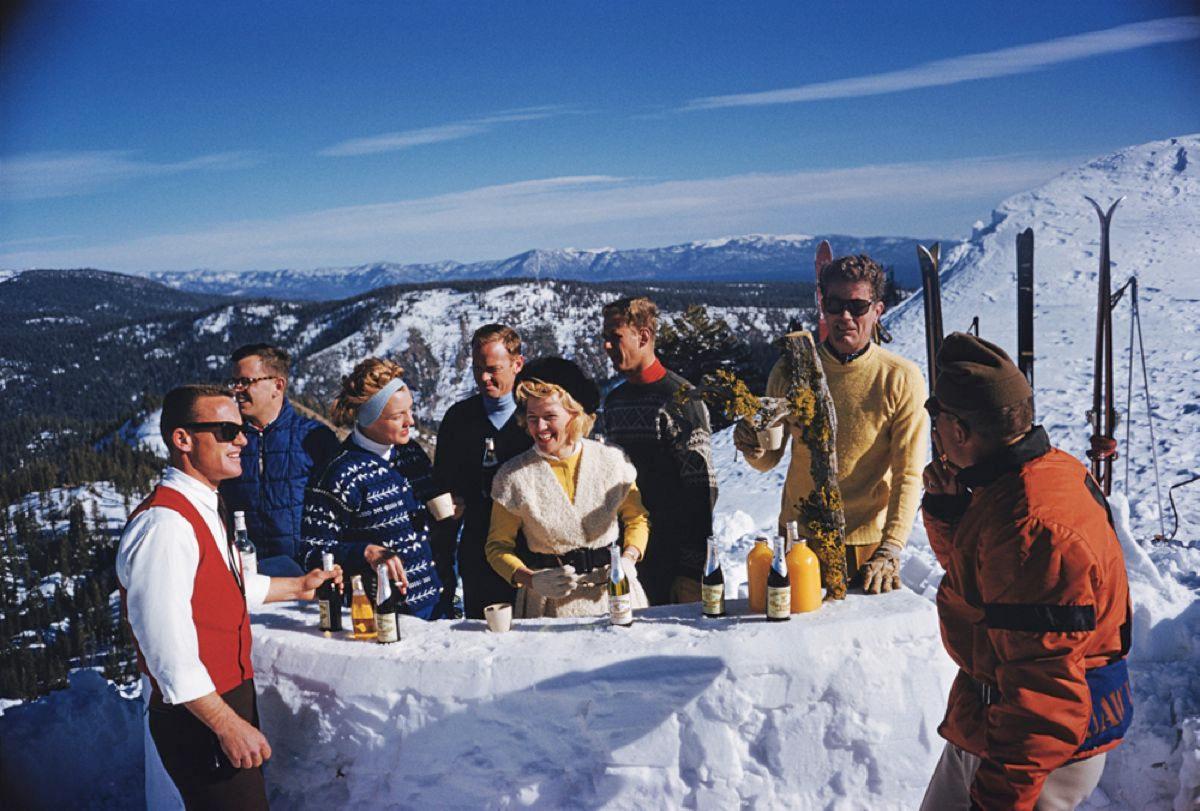 Apres Ski

1961

A party of skiers adjourn for drinks at Squaw Valley, California, 1961. Second from right is American lawyer and businessman Alexander Cochrane Cushing (1913 – 2006), who developed the resort.

By Slim Aarons

30x20” / 76x51 cm -