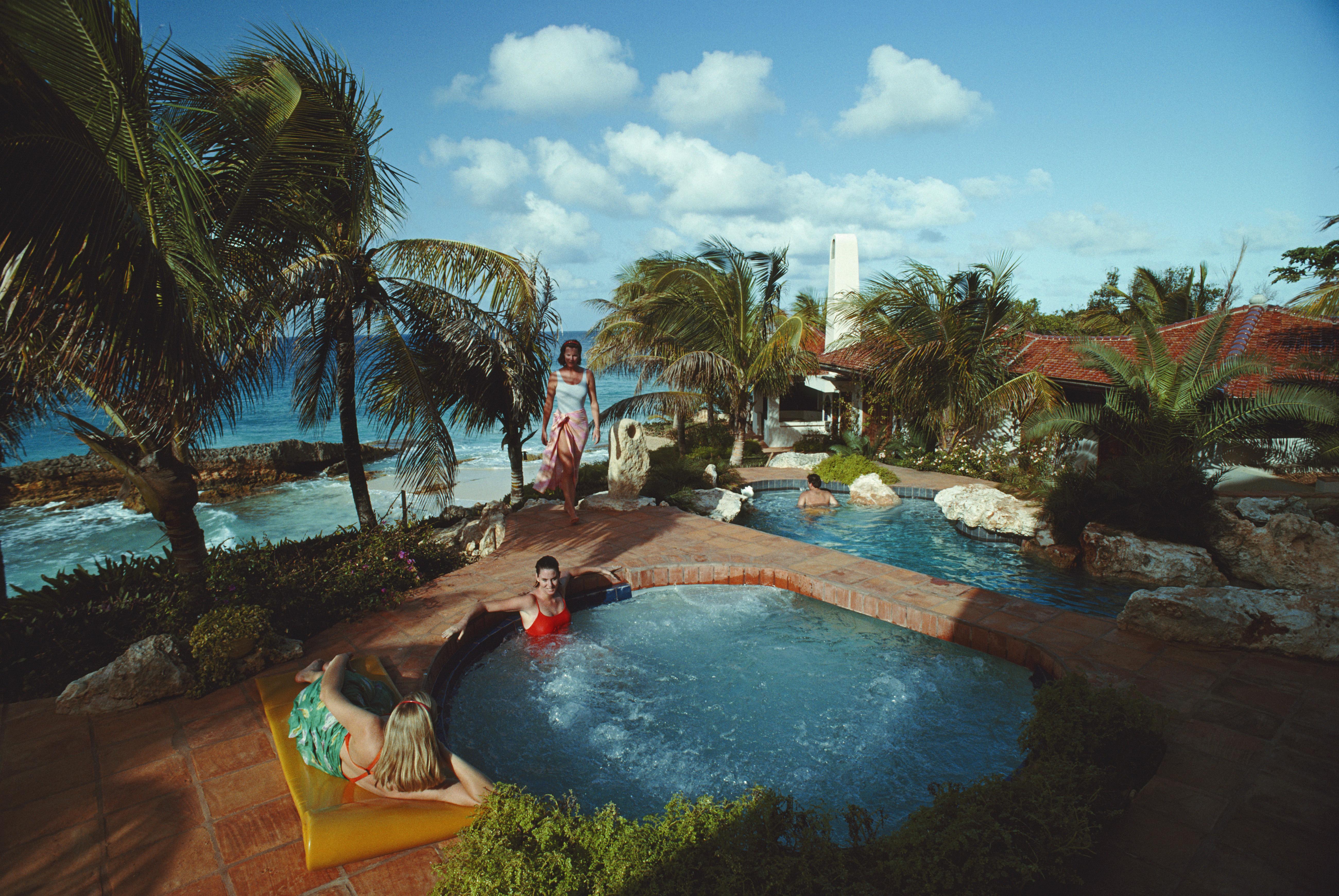 'Bean House' 1992 Slim Aarons Limited Estate Edition Print 

The swimming pools at the Bean House on the island of Anguilla in the West Indies, January 1992.

Produced from the original transparency
Certificate of authenticity supplied 
Archive