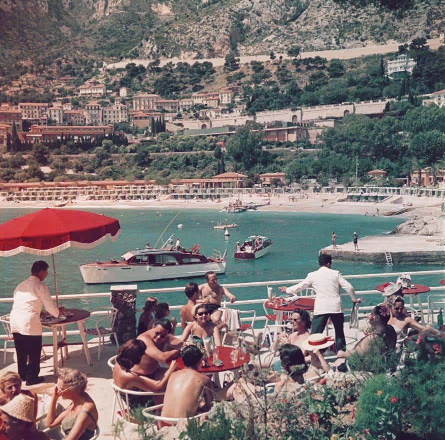 Cafe Terrace In Nice Slim Aarons Estate Stamped Print