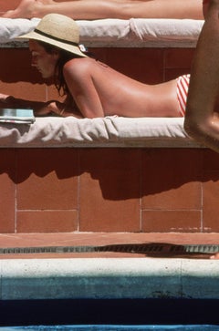 Catherine Wilke, 1980 - Bronze Model Poses Drinking Cocktail by Sunbathers