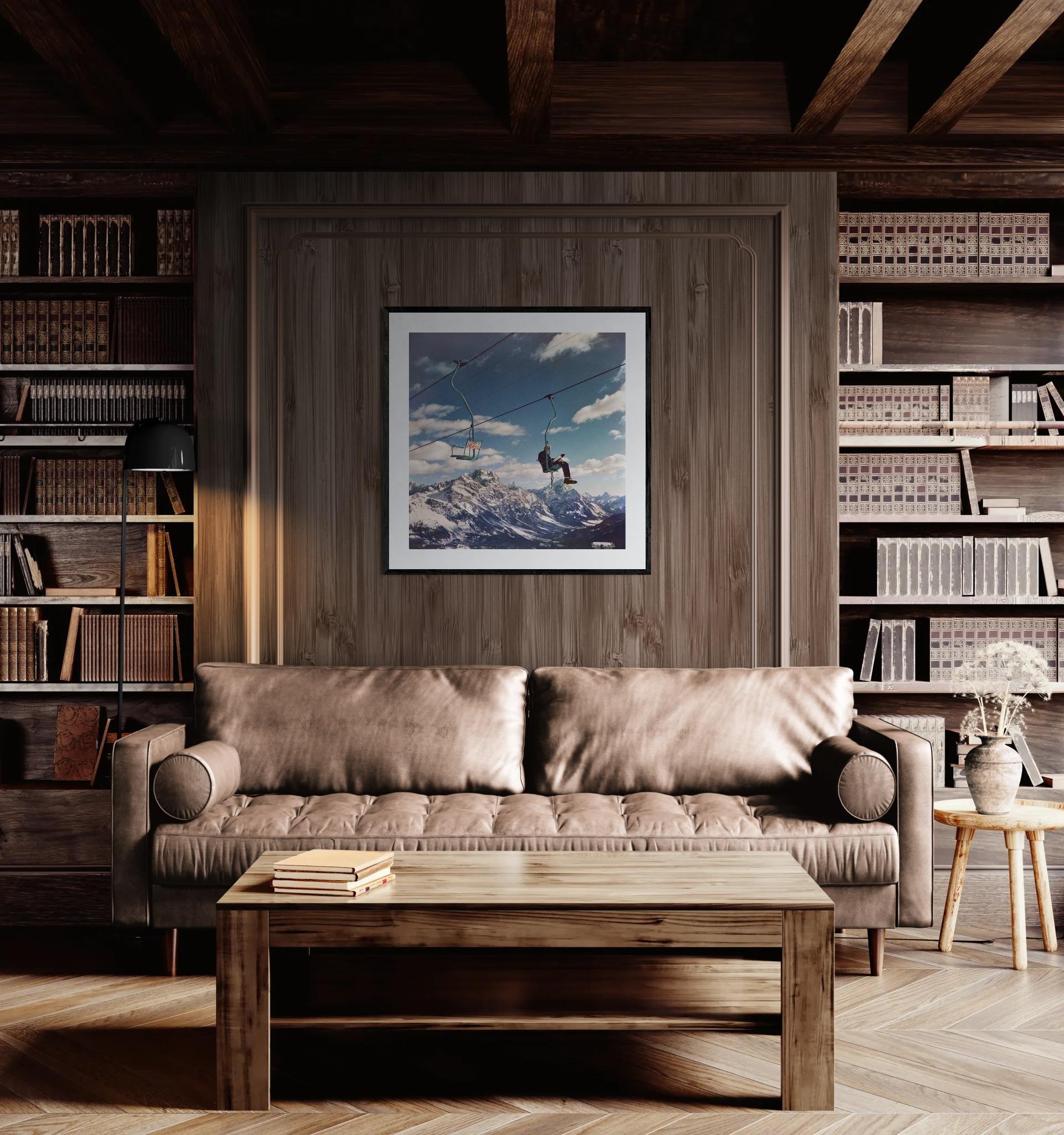 Cortina D'Ampezzo, Ski Lift, 1960 (Unseen) - Modern Photograph by Slim Aarons