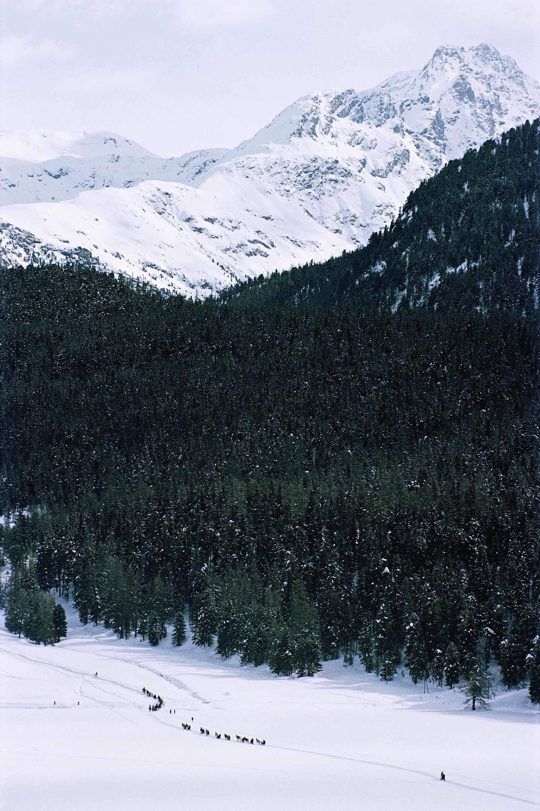 Slim Aarons Portrait Photograph - Crossing Snow Field, Estate Edition