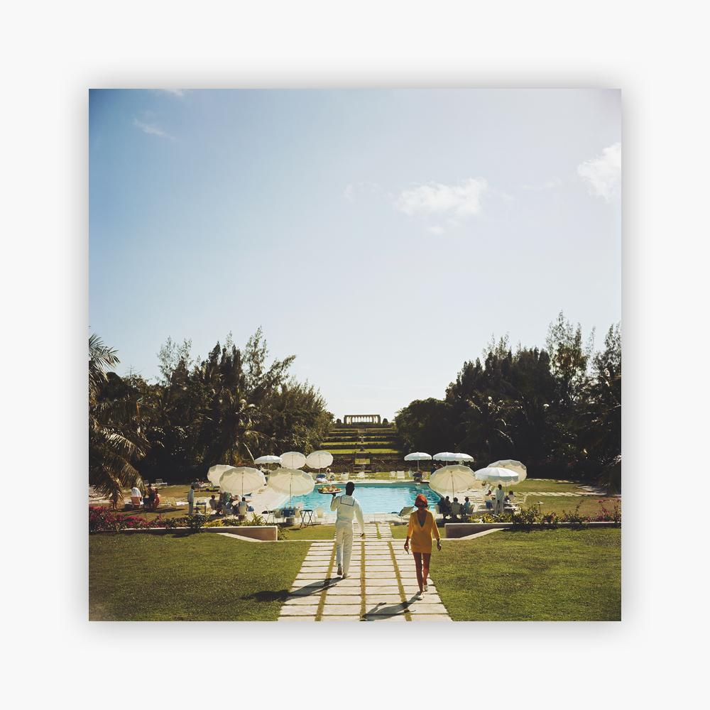 Slim Aarons Color Photograph - Dining in the Bahamas, 1957 - Limited Edition Estate Stamped Digital C-Type