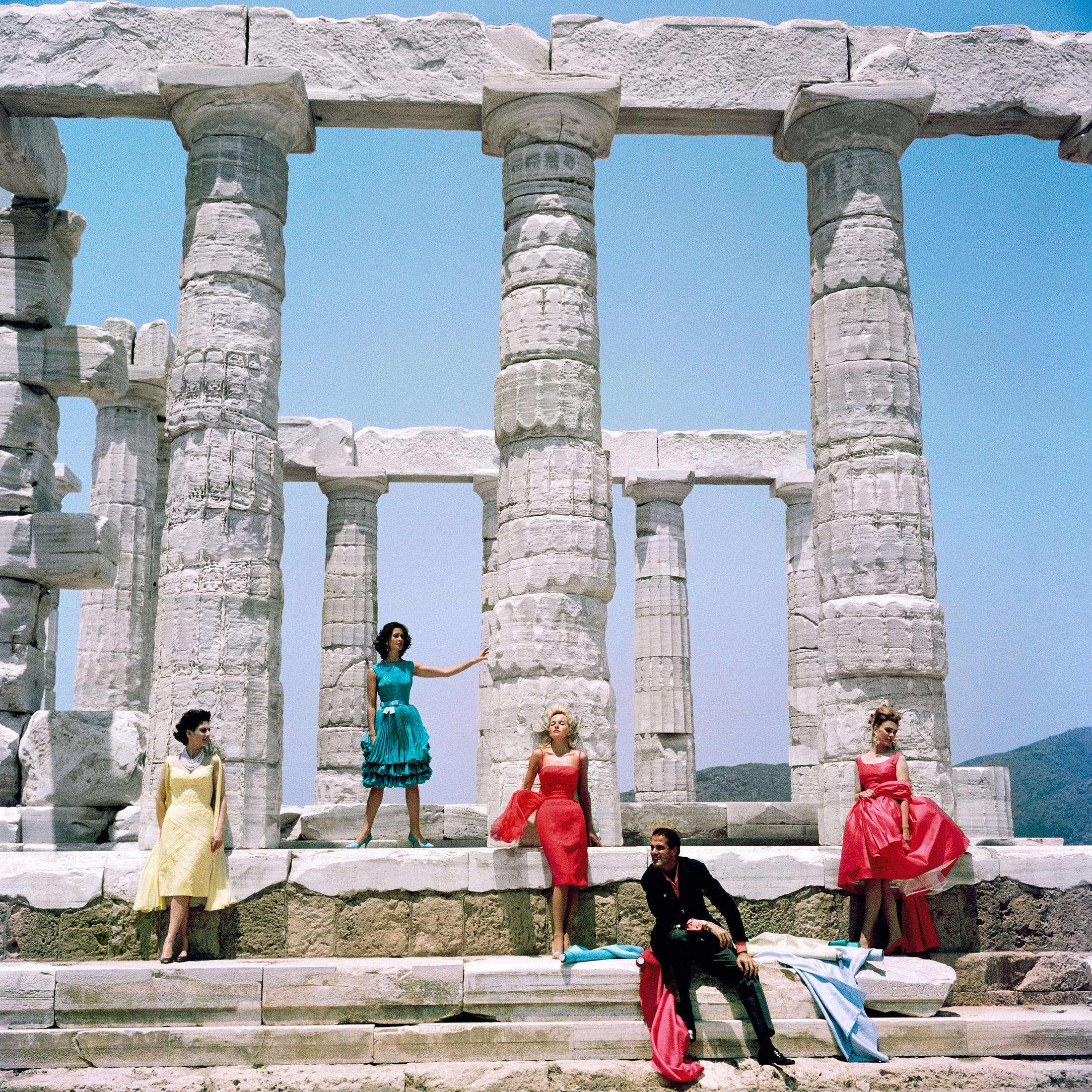 Slim Aarons - Dmitris Kritsas at the Temple to Poseidon, Sounion, Greece,  Estate Edition For Sale at 1stDibs
