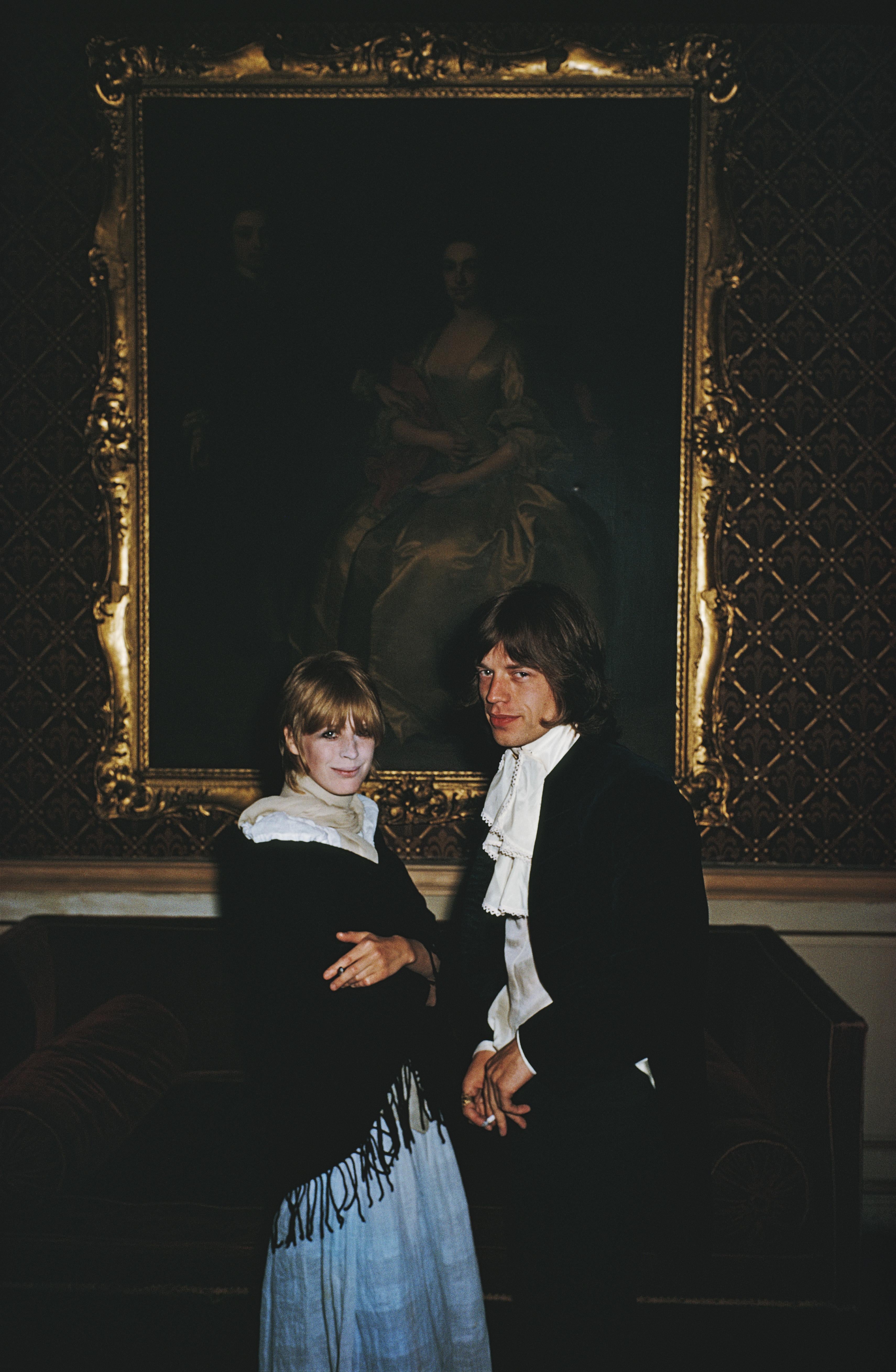 Slim Aarons Portrait Photograph - Faithful Couple: Mick Jagger and Marianne Faithfull at vintage Leixlip Castle