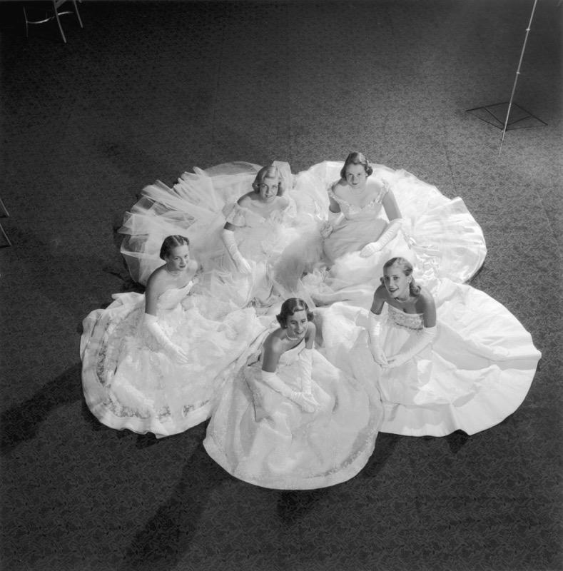 Slim Aarons Black and White Photograph - Five Debutantes (1951) Limited Estate Stamped - Grande XL