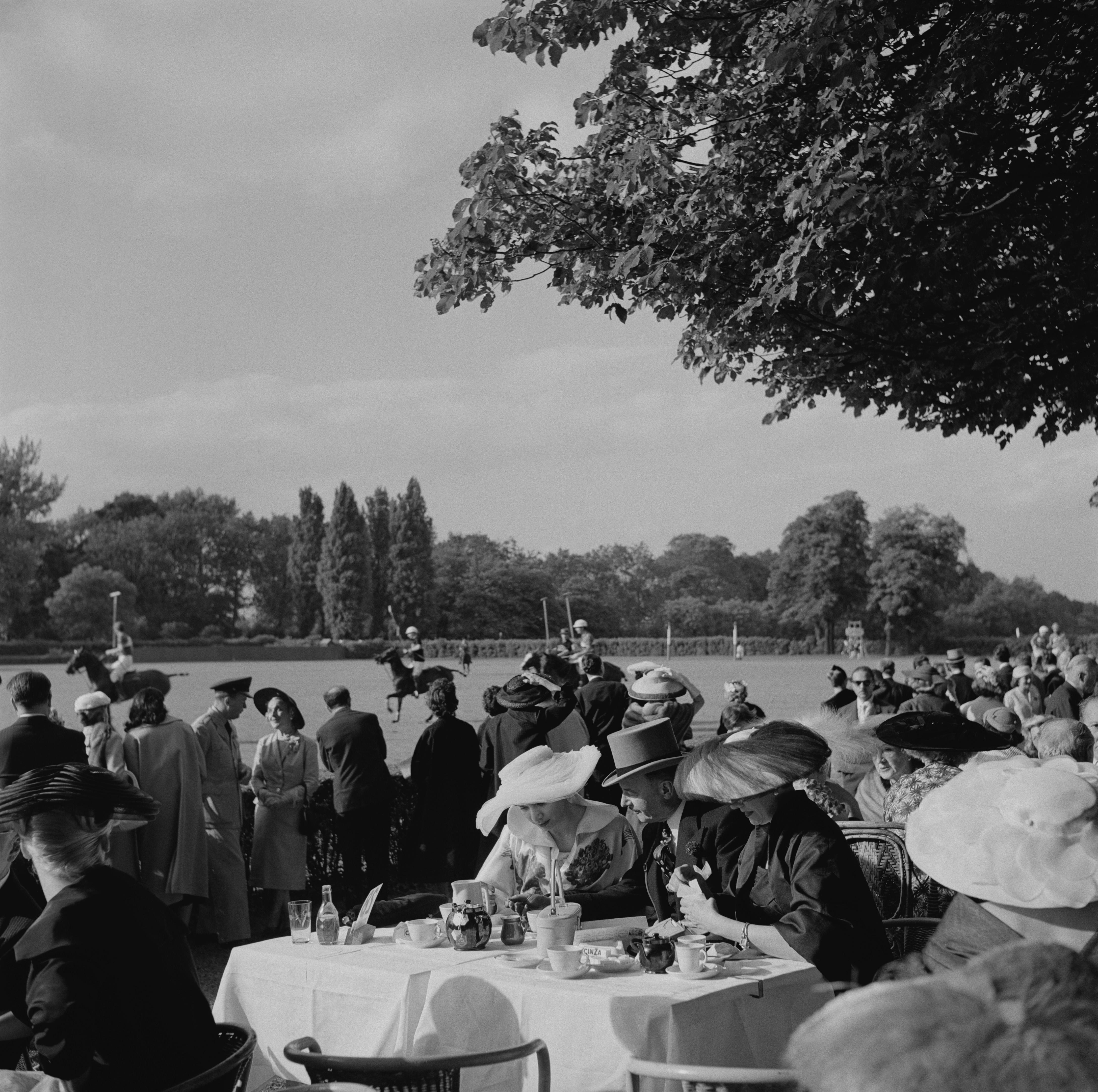 Slim Aarons Landscape Photograph - French Polo Crowd (1950) - Limited Estate Stamped - Silver Gelatin Fibre Print