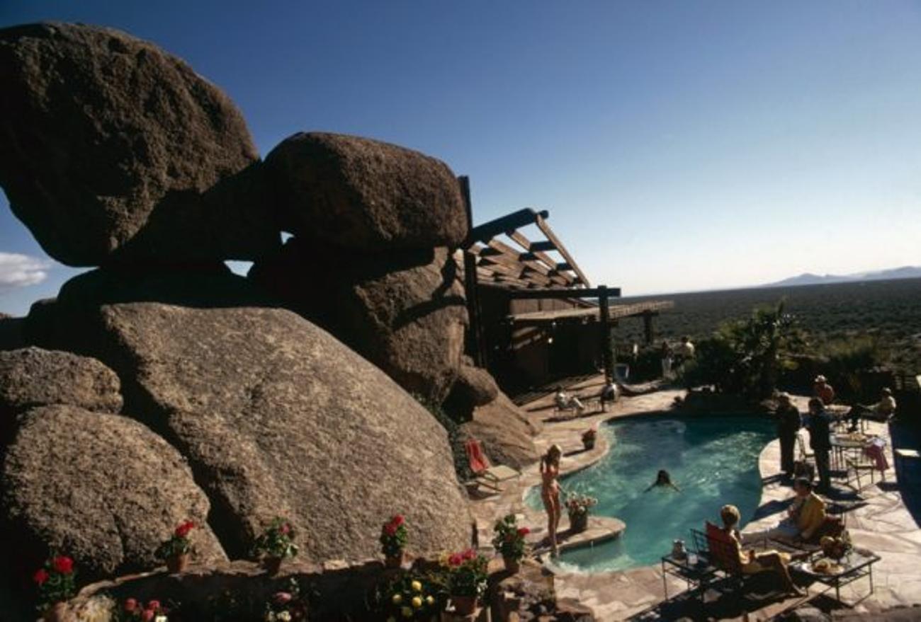 Hovgard Home 
1973
by Slim Aarons

Slim Aarons Limited Estate Edition

 Carl Hovgard’s home, Bouldereign in Carefree, Arizona, built around the boulders on a desert site, January 1973.

unframed
c type print
printed 2023
20 x 24"  - paper