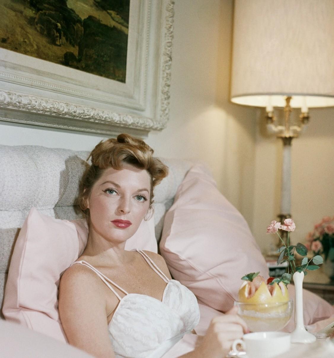 Julie London - Portrait of Singer Julie London at Beverly Hills Hotel Hollywood - Brown Color Photograph by Slim Aarons