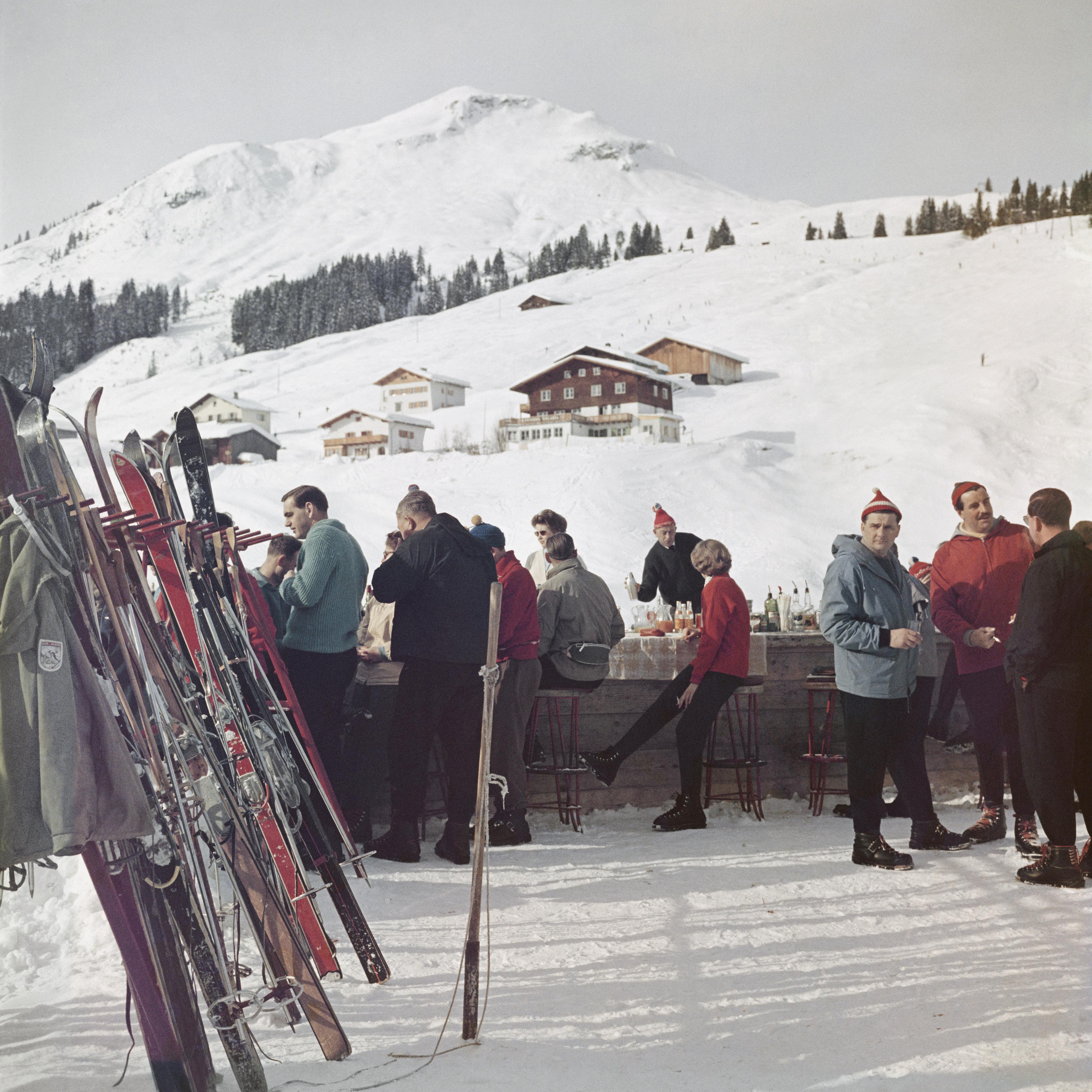 Slim Aarons Portrait Photograph - Lech Ice Bar, Austria, Estate Edition, Mid-Century Modern Photograph