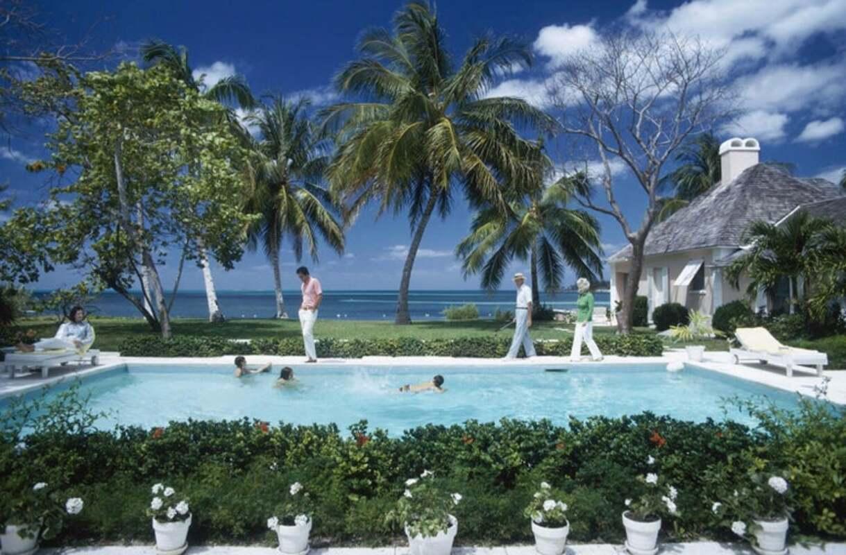 Leonard Dalsemer and his family at their villa in Lyford Cay, New Providence Island, April 1974. (Photo by Slim Aarons/Getty Images)

This photograph is from the Estate Limited Edition of 150
30x40”
C-print, from the original transparency
Printed